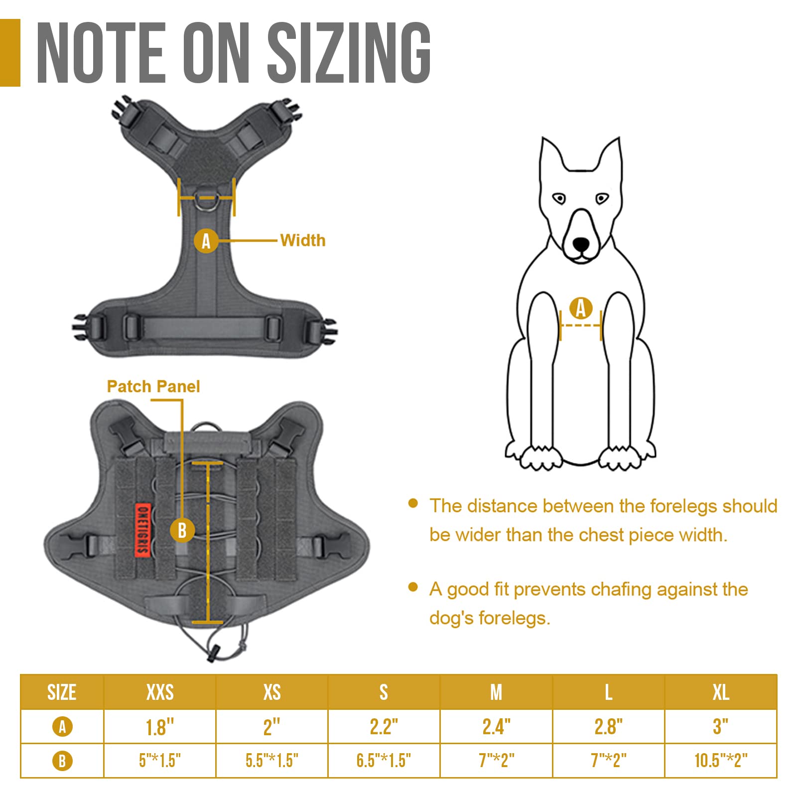Tactical Dog Training Vest No Pull Harness for Dogs,Adjustable Dog Hiking Harness Working Vest(Grey,M)
