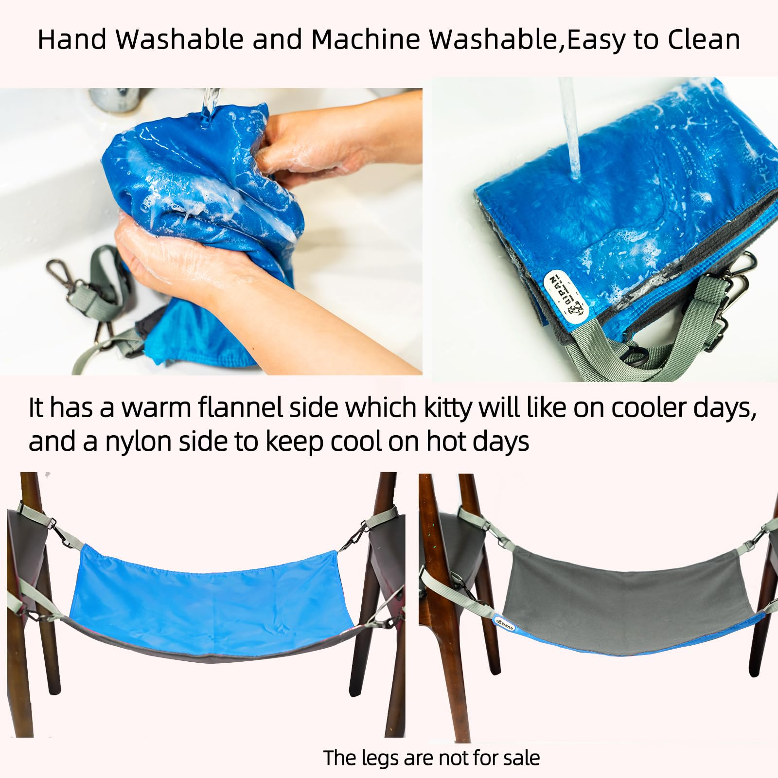 Qipan Cat Hammock - Washable Soft Outdoor Mat, Waterproof Cooling Pad For Cats & Small Animals (Large, Blue)