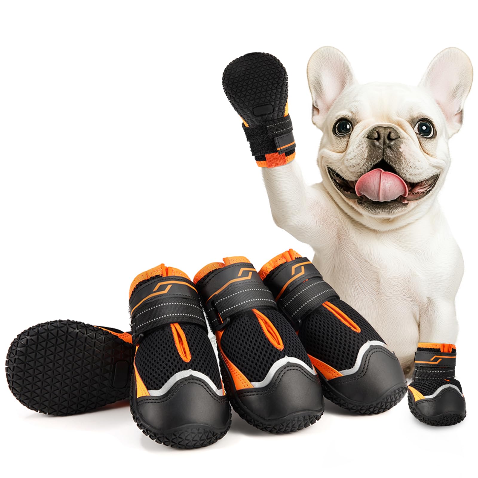 Aokown Dog Shoes For Medium Dogs, Anti-Slip Dog Boots For Winter Snow, Hot Pavement, Dog Booties & Paw Protectors For Hardwood F