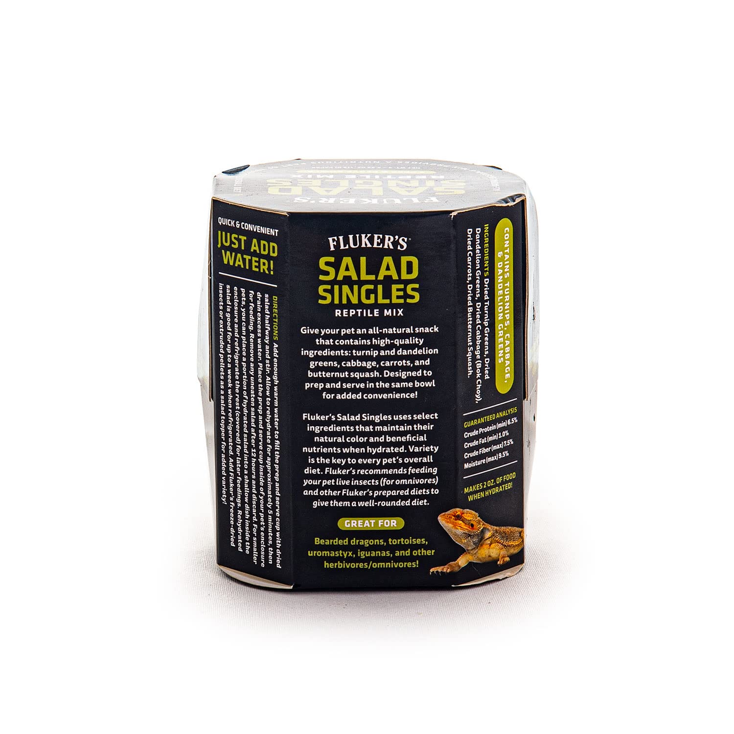 Fluker's Salad Singles Reptile Food Mix, Just Add Water, 0.67 oz (Pack of 3) for Bearded Dragons and Herbivores, Model 72080