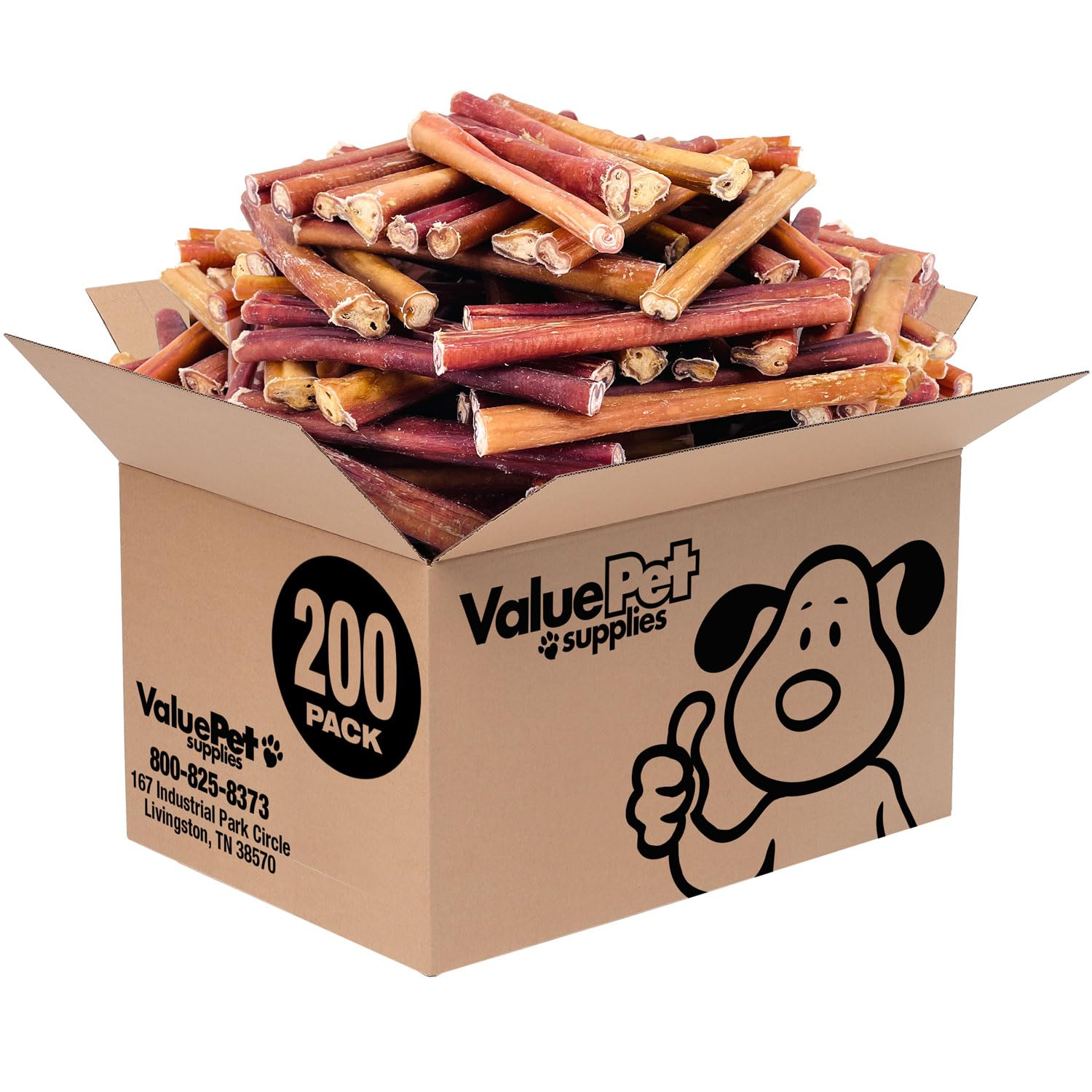 ValueBull Bully Sticks for Dogs, Thick 6 Inch, 200 Count Bulk Pack - All Natural Dog Treats, 100% Beef Pizzles, Single Ingredien