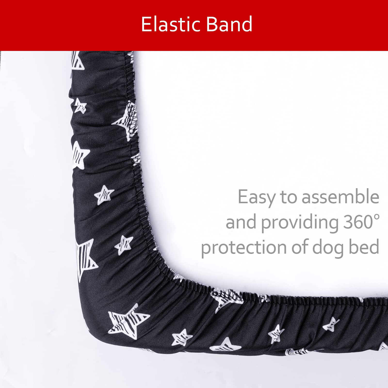 Waterproof Dog Bed Covers Replacement Washable Pet Hair Easy To Remove, Noiseless Quilted Puppy Pet Bed Cover Lovely Black Star