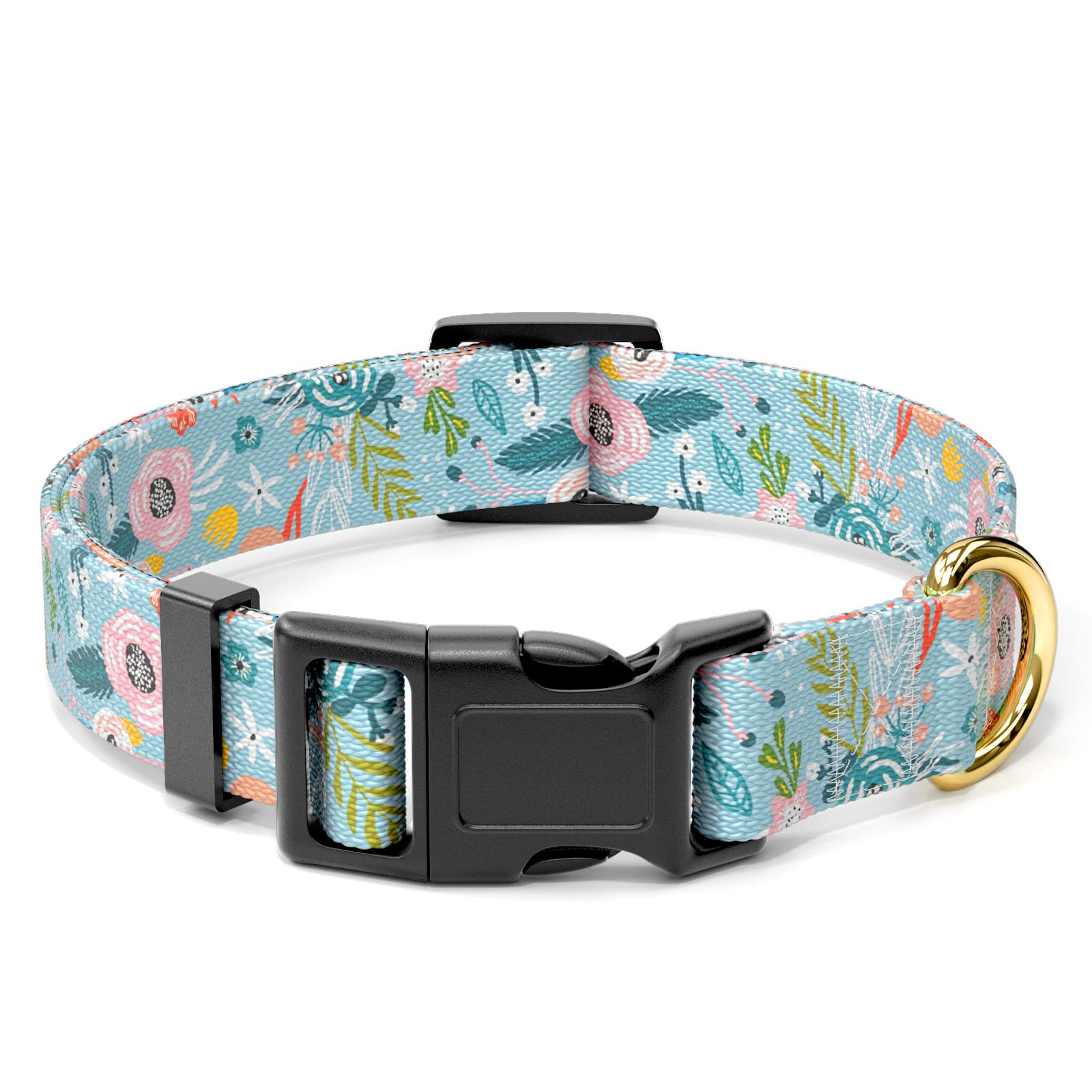 Rnivvi Dog Collar For Small Dogs, Cute Floral Heavy Duty Adjustable Puppy Collar With Quick Release Buckle For Boy Girl & Female