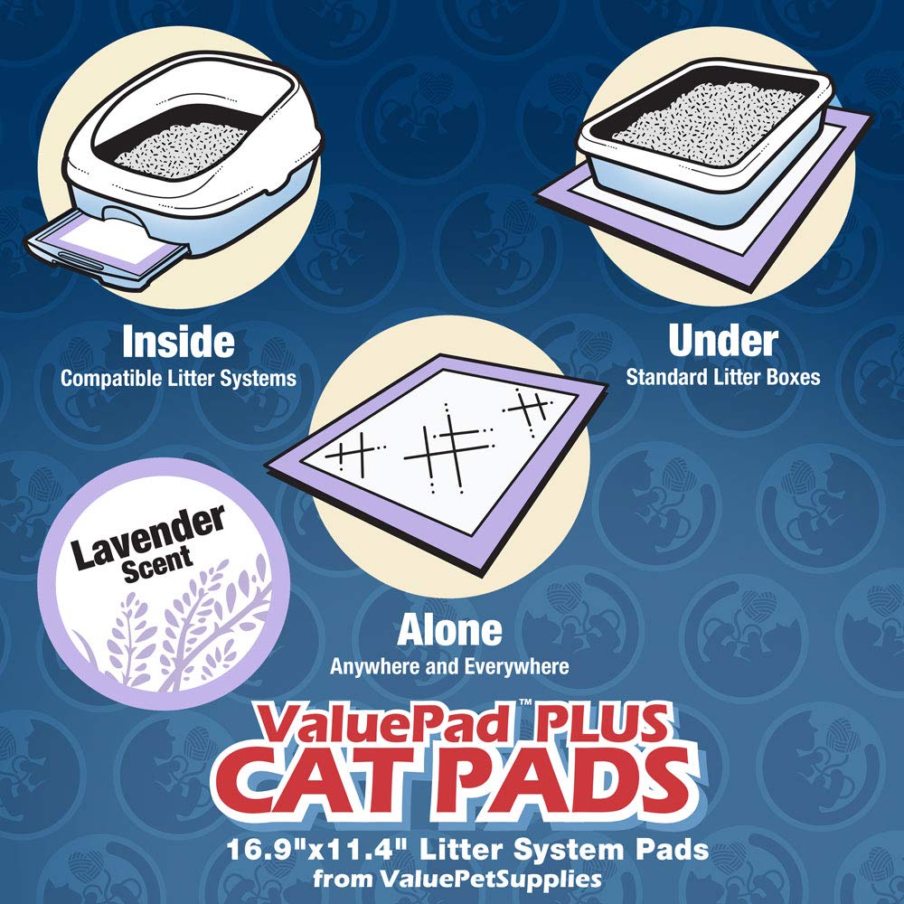 ValuePad Plus Cat Litter Pads, 16.9x11.4 Inch, Lavender Scent, 50 Count - Breeze Compatible Refills - Quick-Dry, Super Absorbent