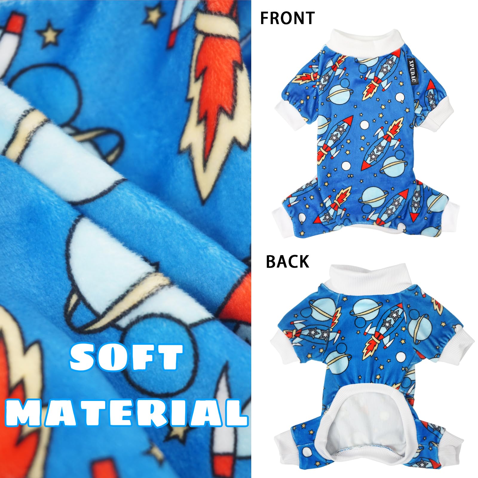 Xpudac Dog Pajamas Clothes For Small Dogs Boy Girl, Dog Pjs Puppy Onesies Outfits Pet Clothes For Dog Cat Christmas Pajamas, 4 Styles(Animal, X-Large)