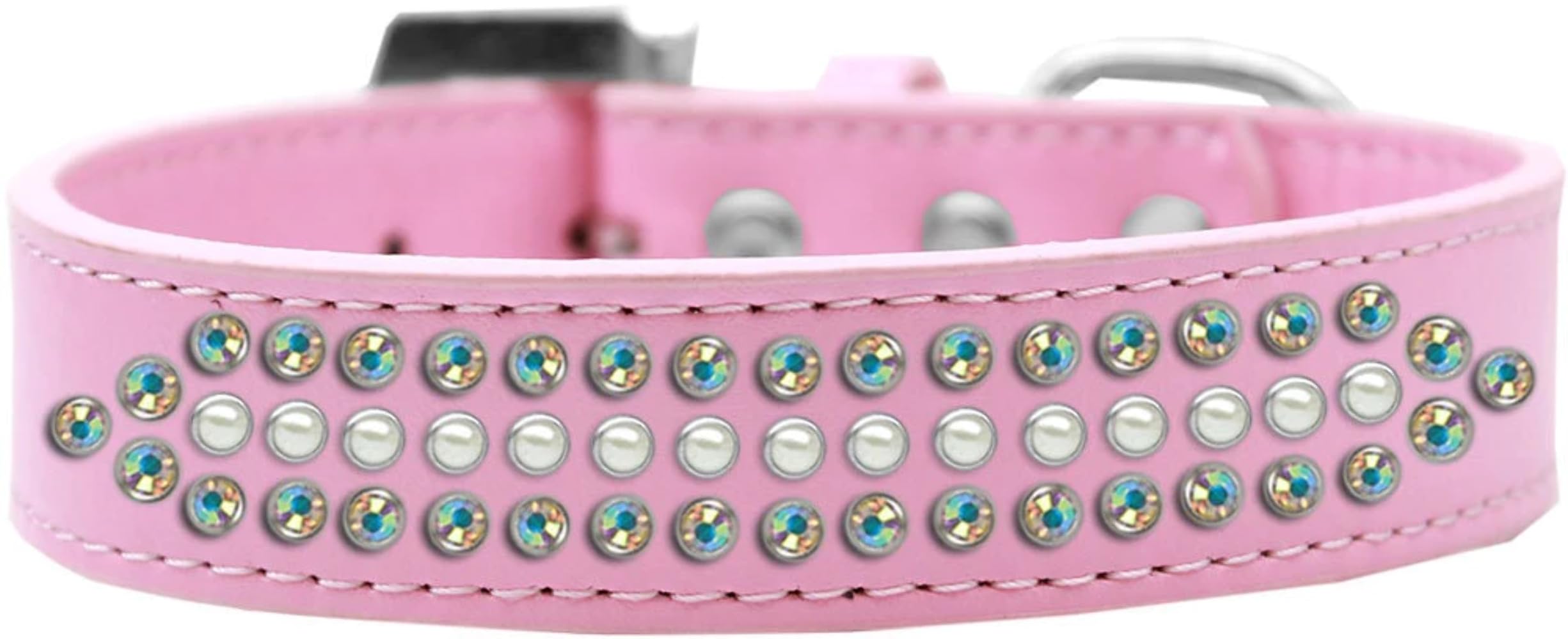 Dog, Puppy and Pet Fashion Collar, Ritz Pearl & Aurora Borealis Crystals Rimsets Lavender 14