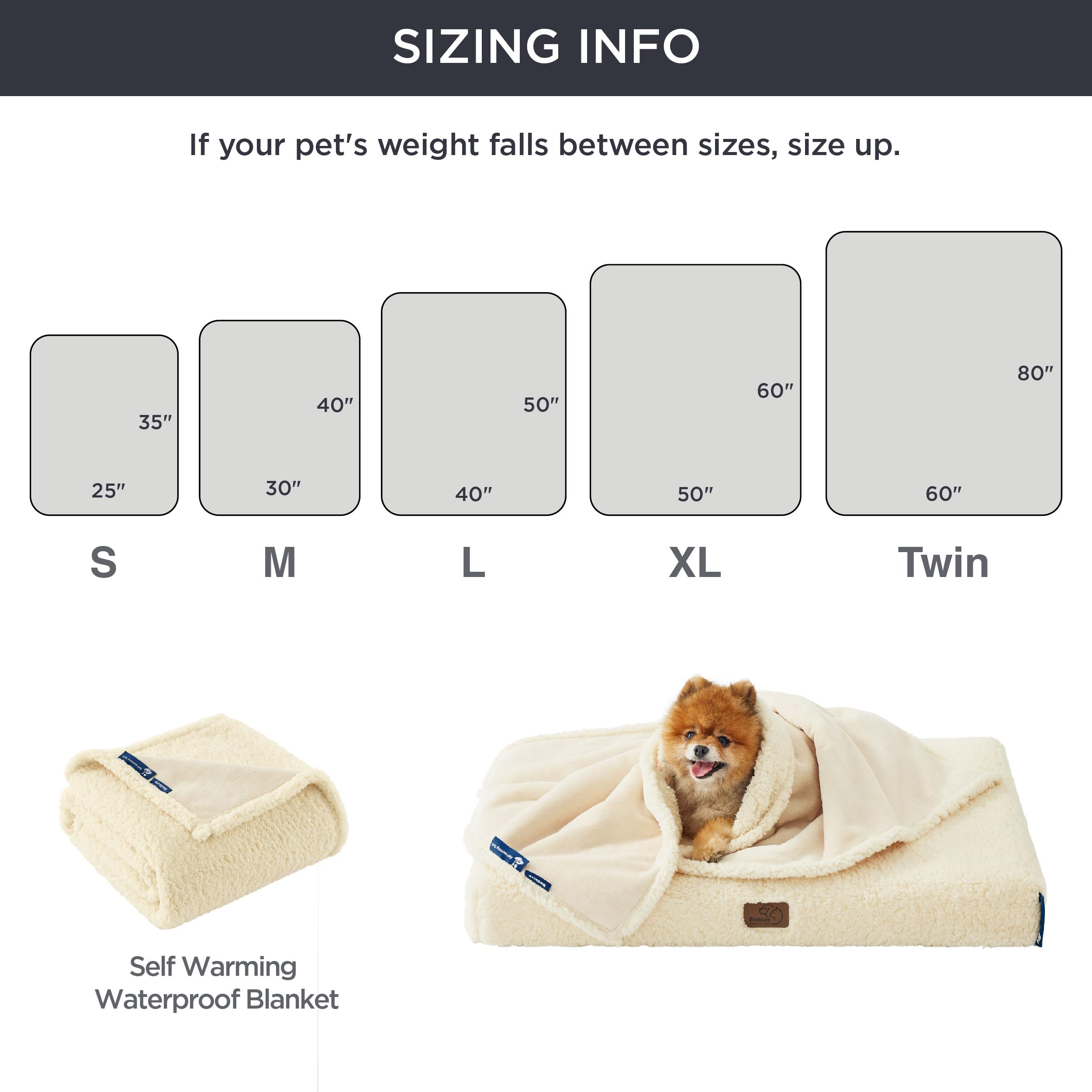Bedsure Self Warming Blanket for Large Dogs - Waterproof, Washable Couch Protector, Sherpa Fleece Puppy Blanket, Soft Plush Reve