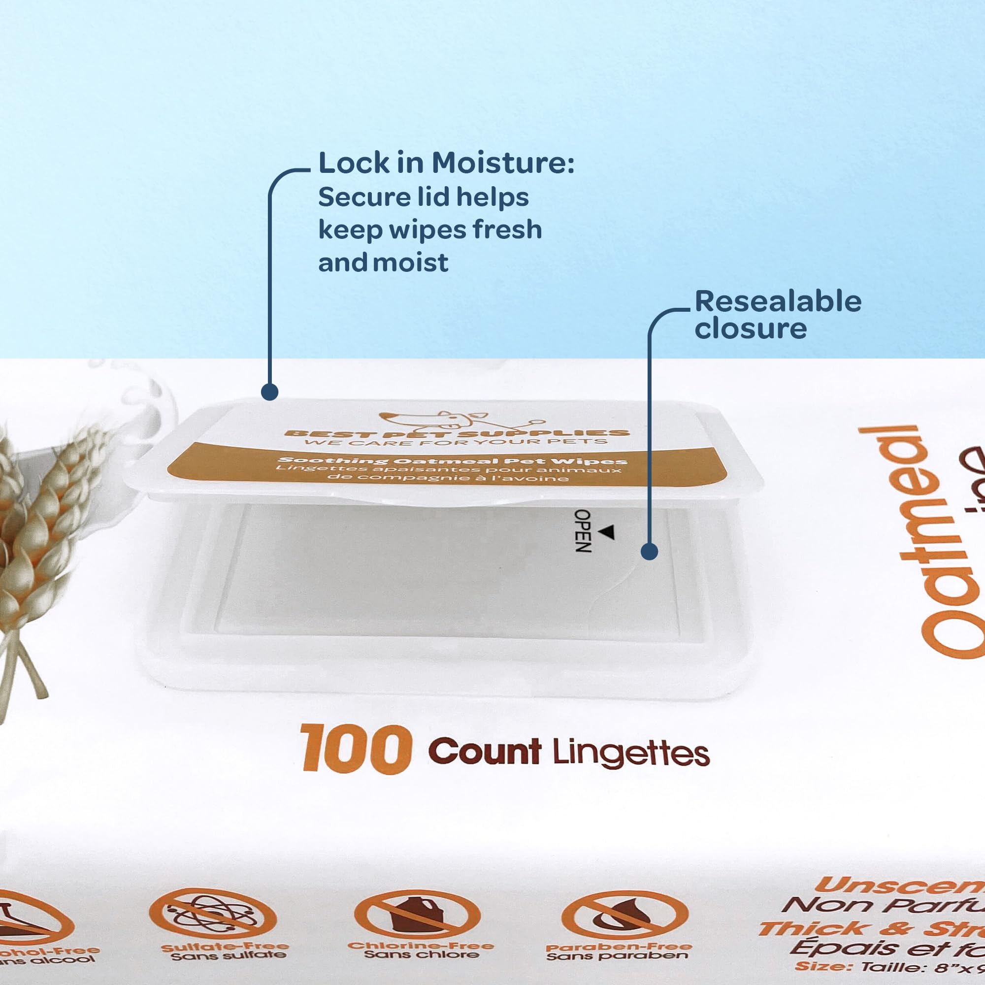 Best Pet Supplies Pet Wipes For Dogs - Dog Wipes Cleaning Deodorizing, For Coats, Ears, Paws - Soothing Oatmeal, 400 Count