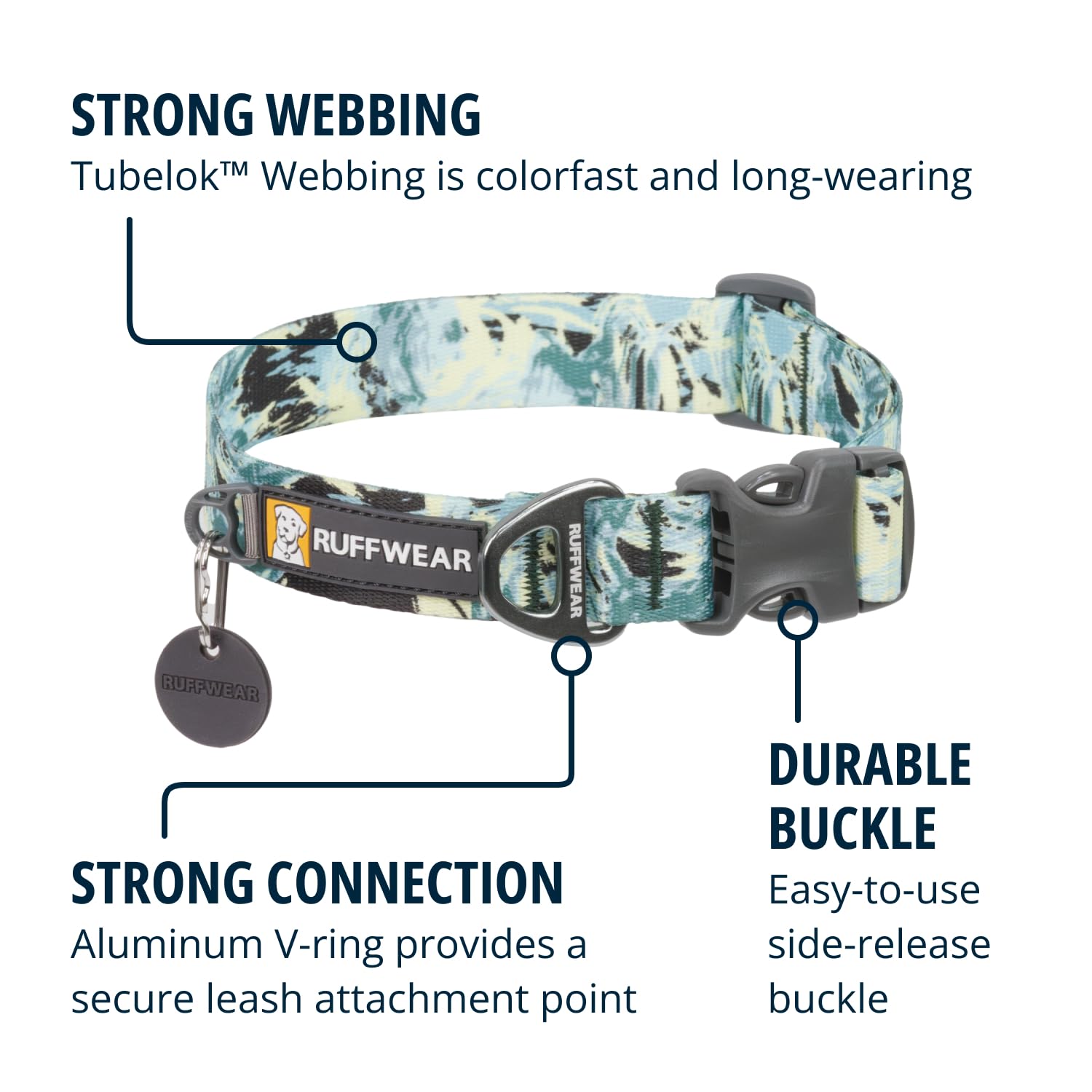 Ruffwear, Front Range Dog Collar, Durable And Comfortable Collar For Everyday Use, Sweeping Sage, 20''-26''