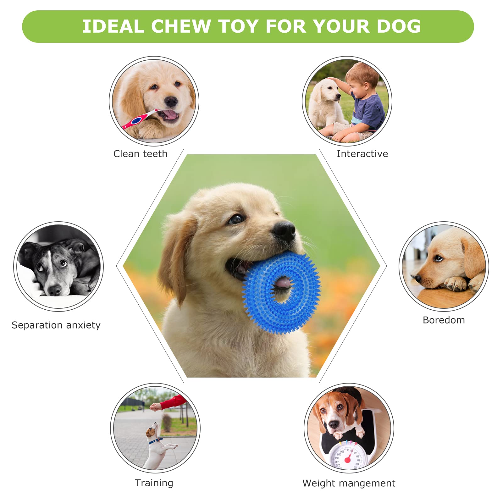 Enzzroa Dog Chew Toys For Puppy Teething, 3Pack 2-8 Months Puppies Teething Toys Soft & Durable Puppy Toys For Cleaning Teeth An