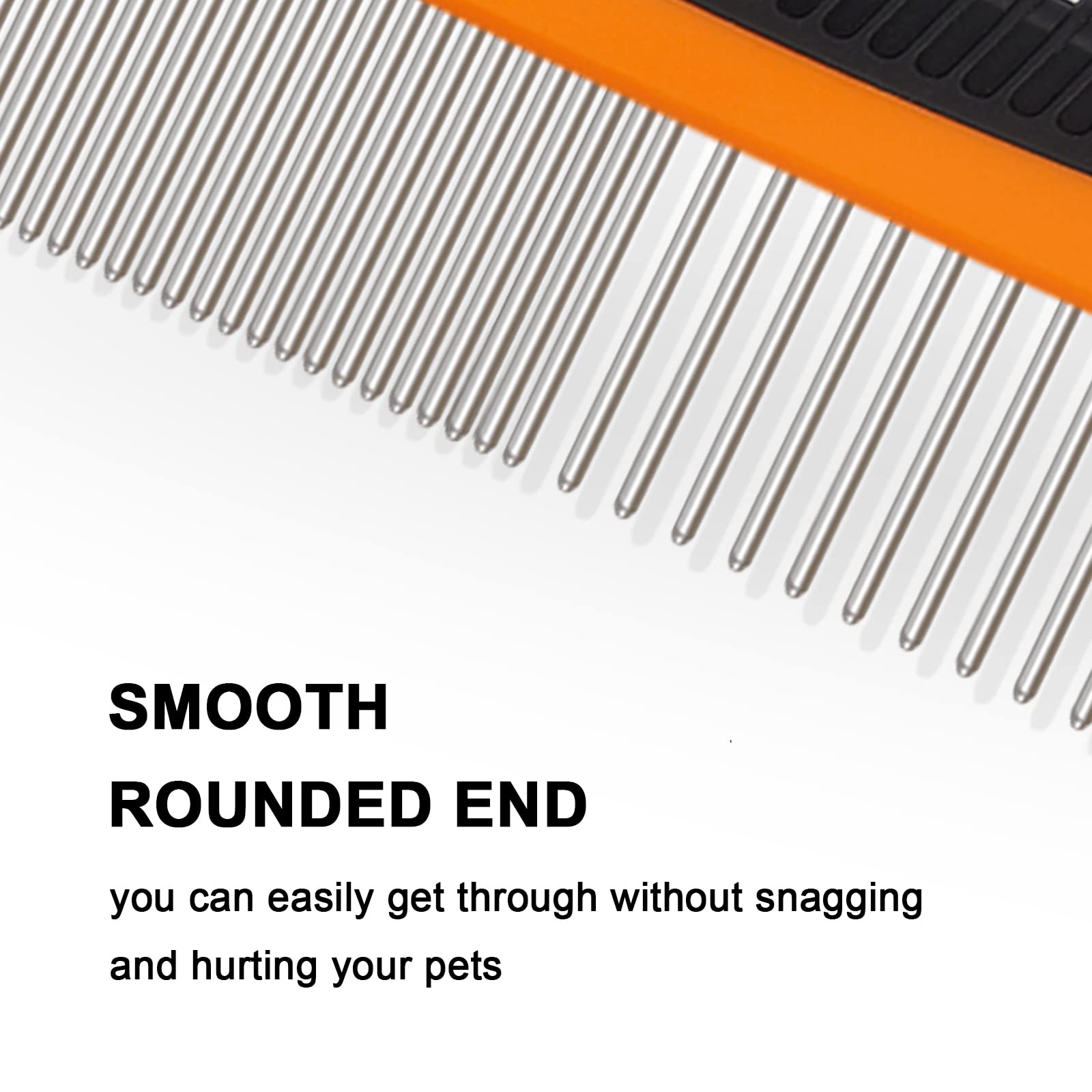 Cafhelp Metal Dog Comb, Cat Comb With Rounded And Smooth Ends Stainless Steel Teeth And Non-Slip Grip Handle, Professional Dog G