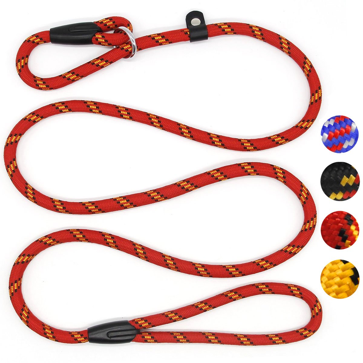 Dog Rope Leash, 5 Ft Pet Slip Lead, Dog Training Leash, Standard Adjustable Pet Nylon Leash For Small Medium Dogs 10-80 Lb Walking(Red)