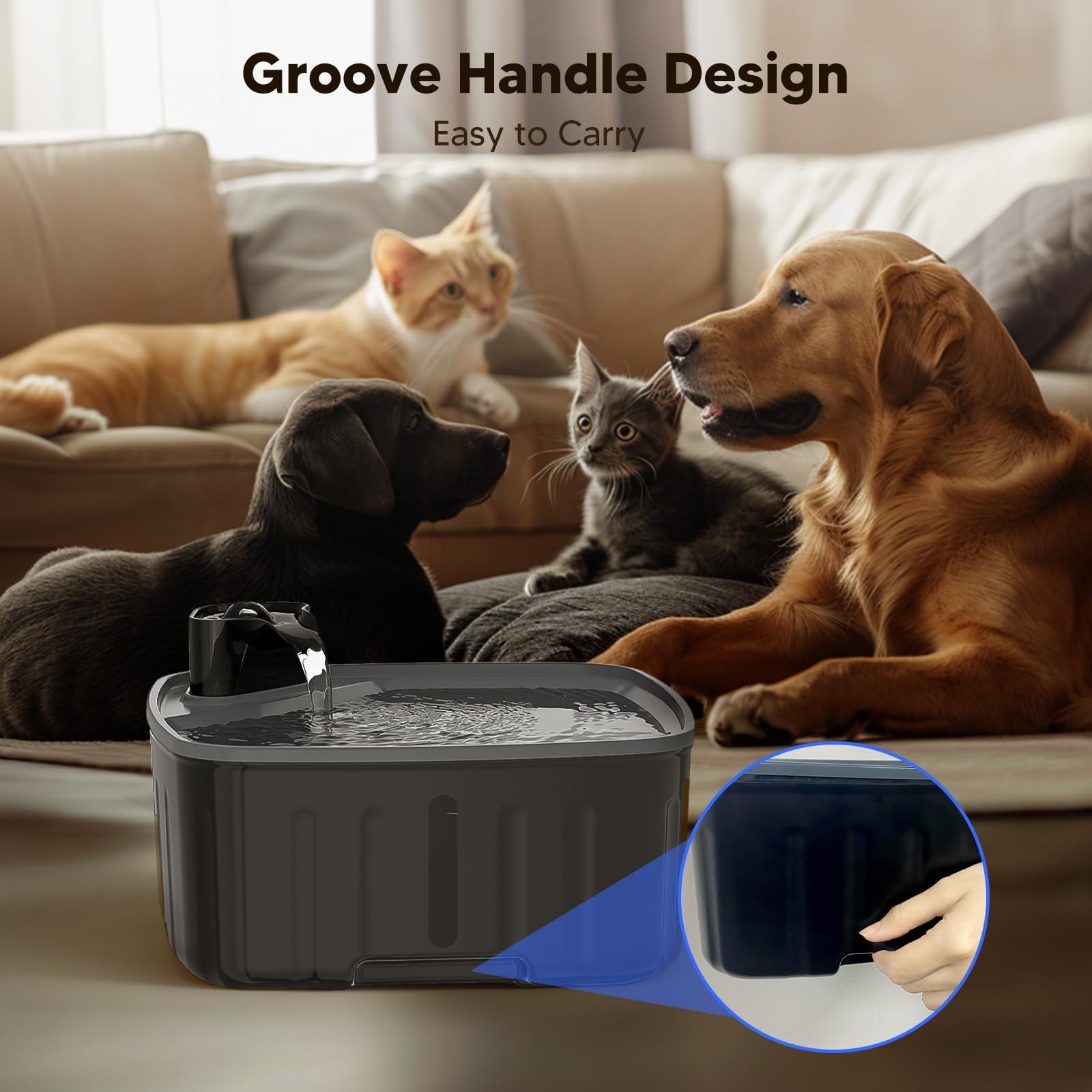 Dog Water Fountain For Large Dogs, 2.1Gal/8L/270Oz Large Dog Water Fountain Bowl For Dog Inside,Dog Fountain With Water Level Wi