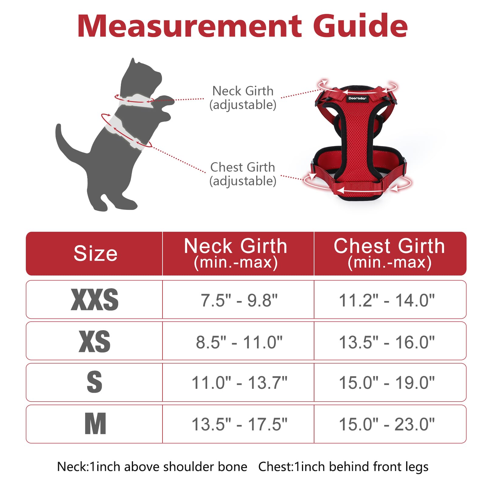 Dooradar Cat Harness And Leash Set, Escape Proof Safe Adjustable Kitten Vest Harnesses For Walking, Easy Control Soft Breathable Mesh Jacket With Reflective Strips For Cats, Red, Xs