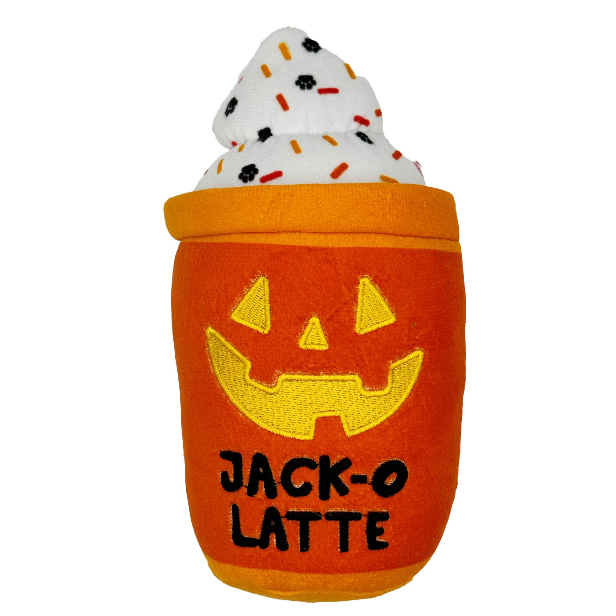 Huxley & Kent For Dogs | Jack-O-Latte | Halloween Fall Power Plush Dog Toy With Squeaker | Funny Dog Toy | Cute Dog Toy | H&K Squeaky Dog Toy