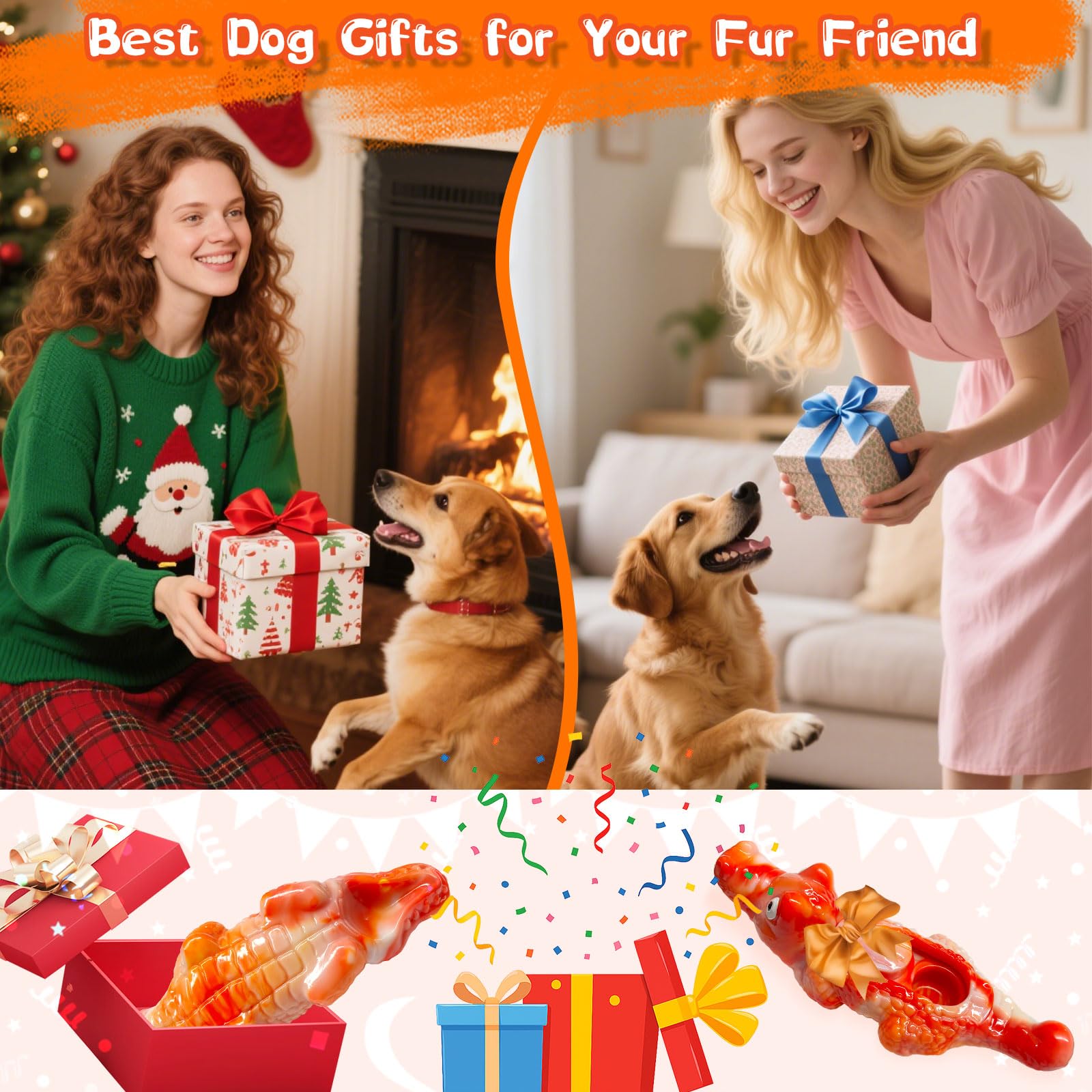 BellaWagg Dog Toy for Aggressive Chewers:Tough Almost Indestructible Chew Toys for Medium & Large Breeds,Treat Dispensing Dog Pu