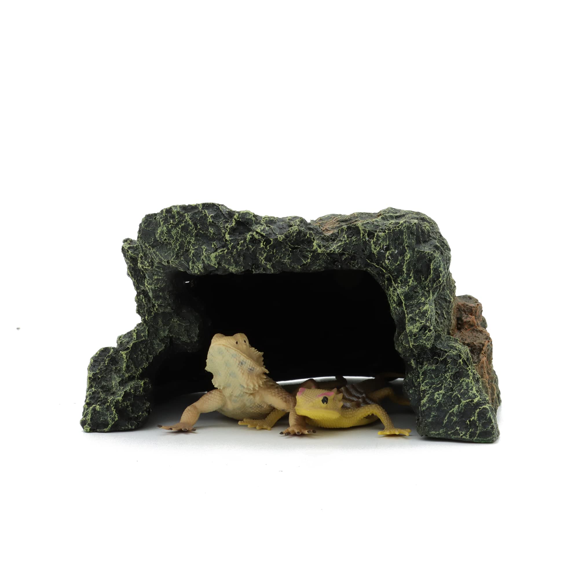 JIHAQUA Reptile Rock Hide Cave, Aquarium Habitat Decor Rock Tortoise Hideout for Lizards, Turtles, Reptiles, Amphibians, Fish