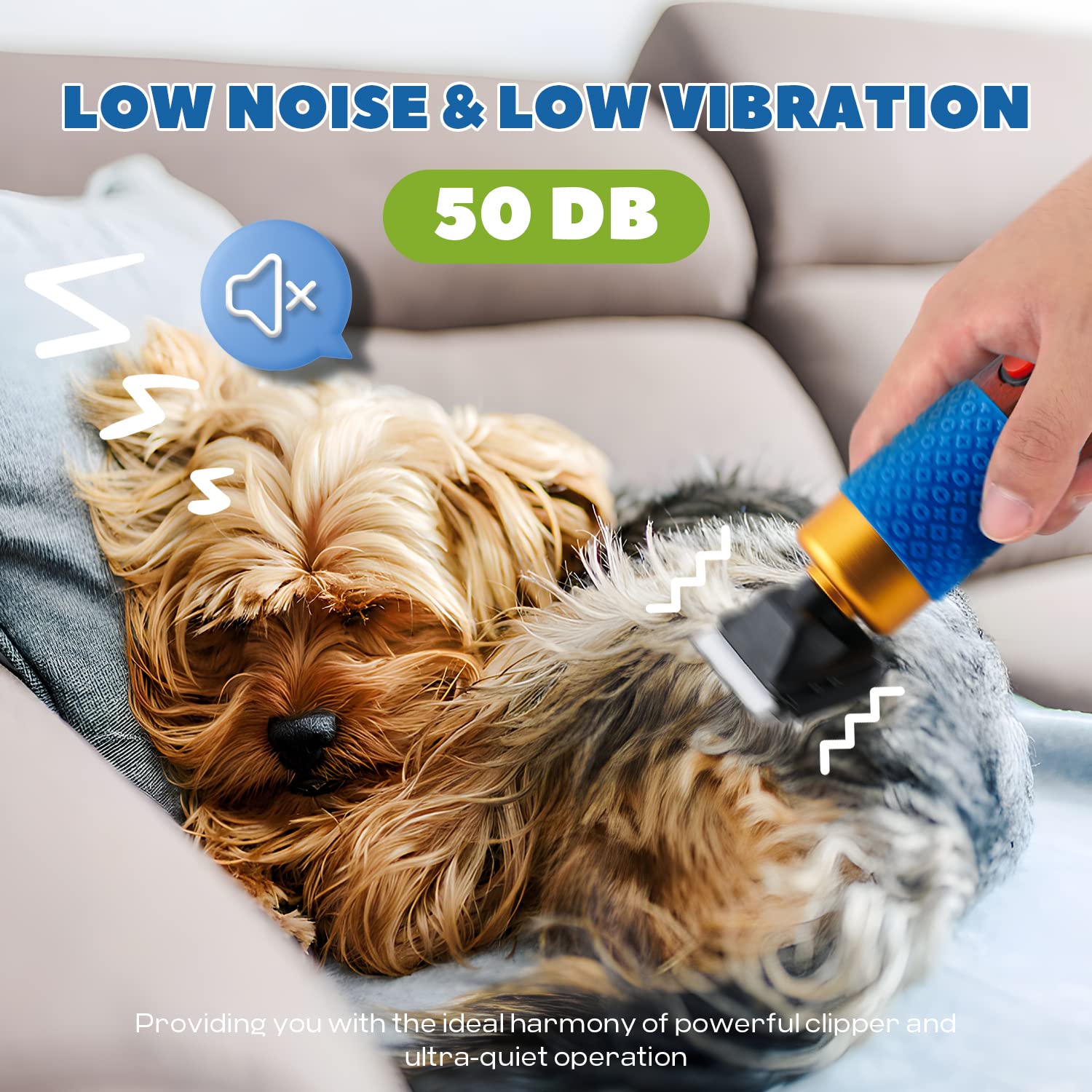 Luzrise Pet Grooming Clippers 200W, Plug-In With 3M Power Cord & Stepless Speed Control, Low Noise < 50Db, Heavy-Duty Dog Hair T