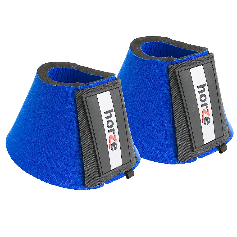 Horze Pro Overreach Bell Boots For Horses | Neoprene Pair - Blue - M