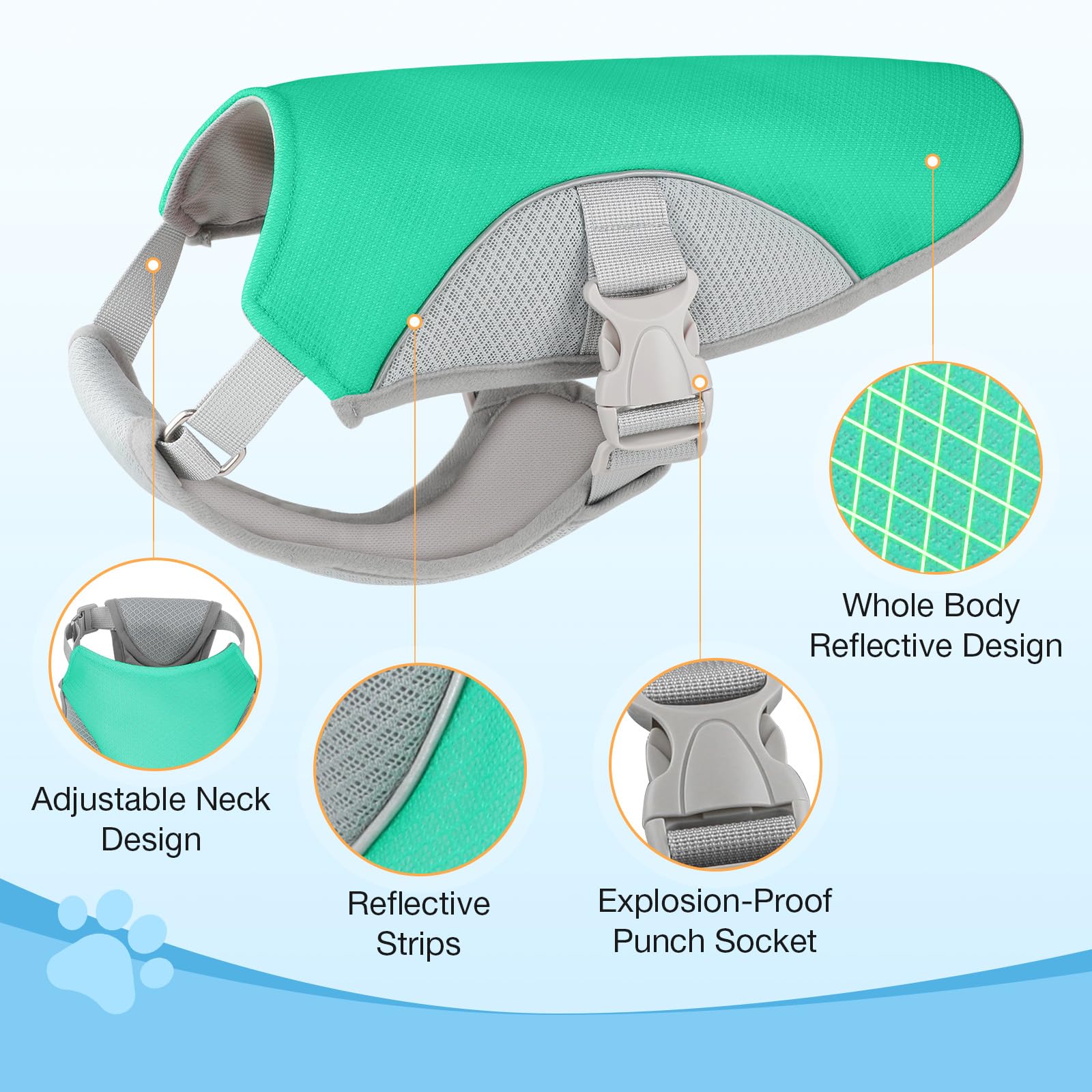 Dog Cooling Vest Harness Uv Protection Pet Cooler Jacket With Adjustable Buckle For Summer Beach And Hiking Green-Xl