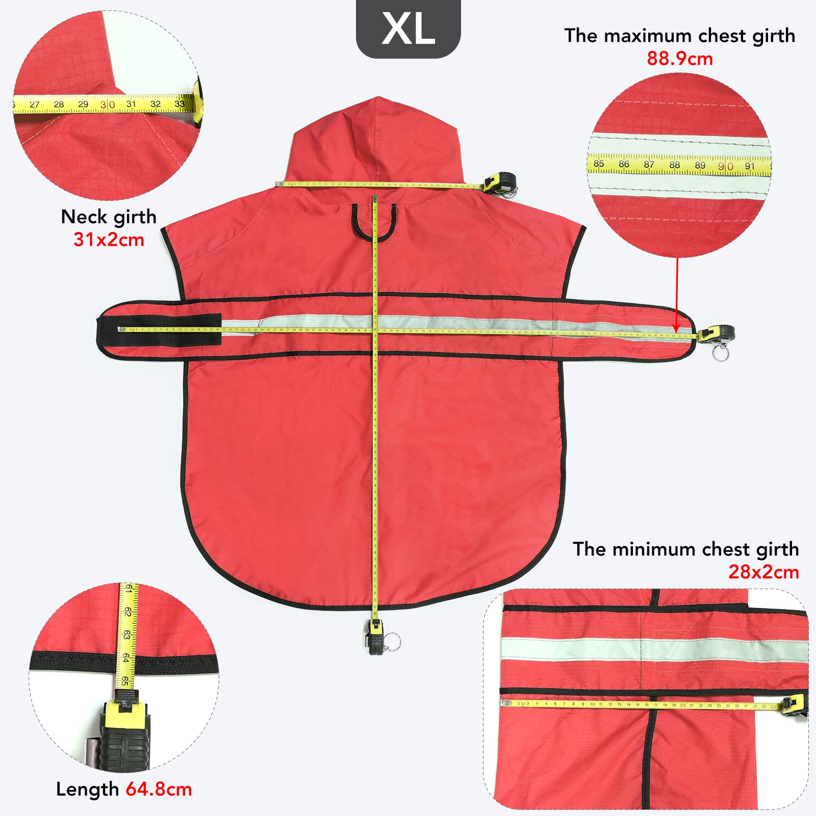 Ezierfy Waterproof Reflective Dog Raincoats - Adjustable Hooded Pet Rain Coat Jacket, Lightweight Dog Slicker Poncho For Small To X- Large Dogs And Puppies (Red, X-Large)