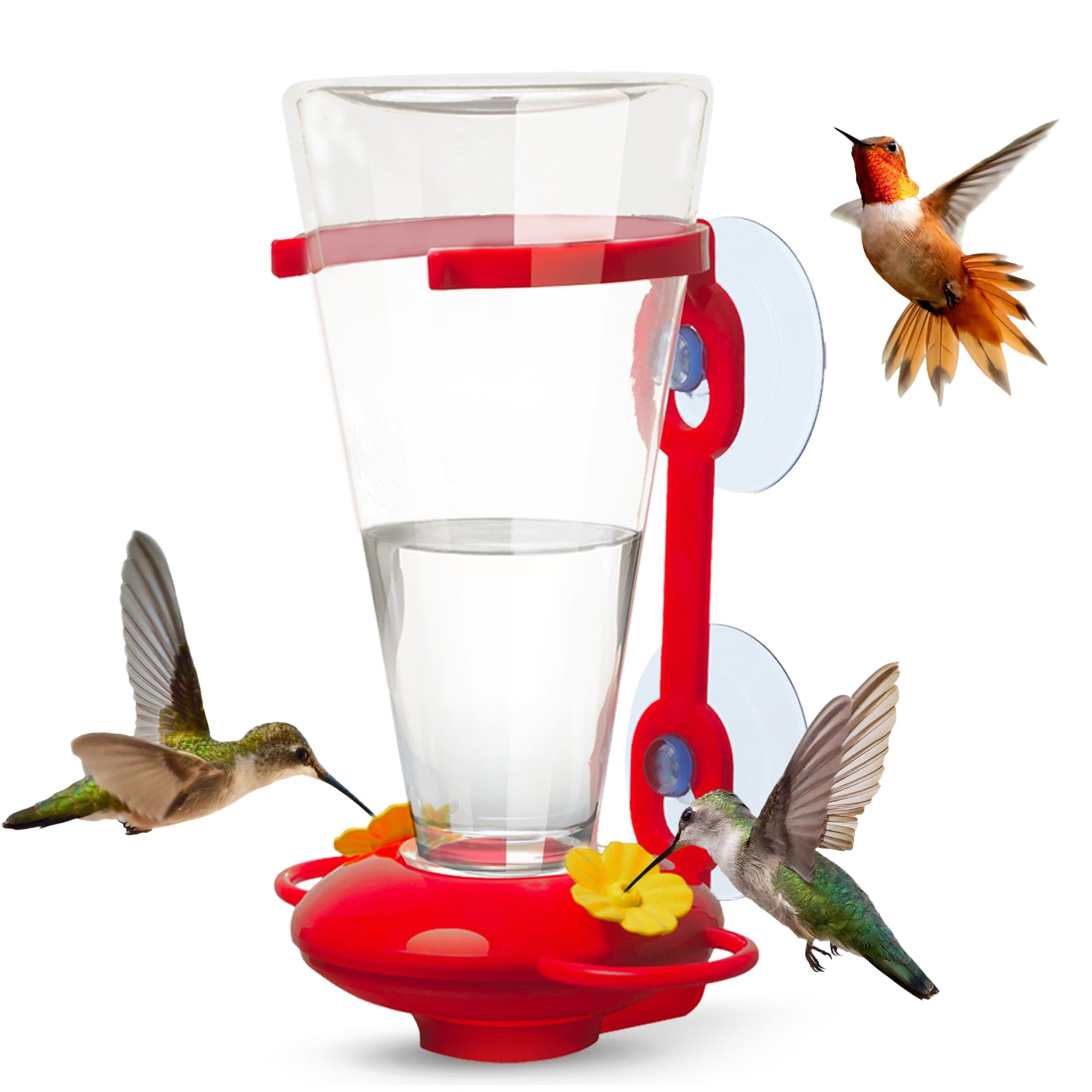 Skweeky Hitch Window Hummingbird Feeders for Outdoors - Large Capacity - Durable Plastic - Easy to Clean and Refill - Window Bir