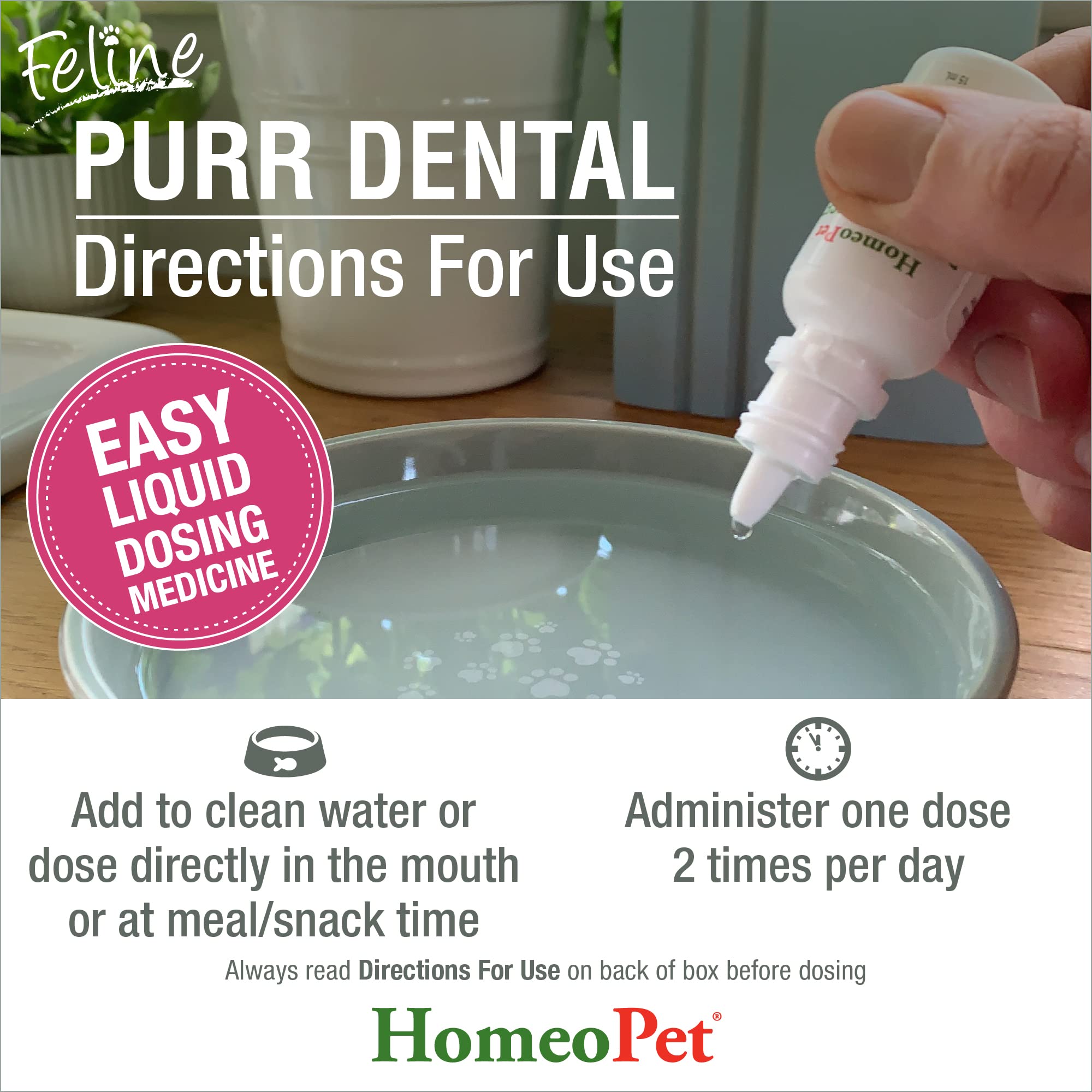 HomeoPet Feline Purr Dental, Safe and Natural Tooth and Dental Care for Cats, Cat Dental Care, 15 Milliliters
