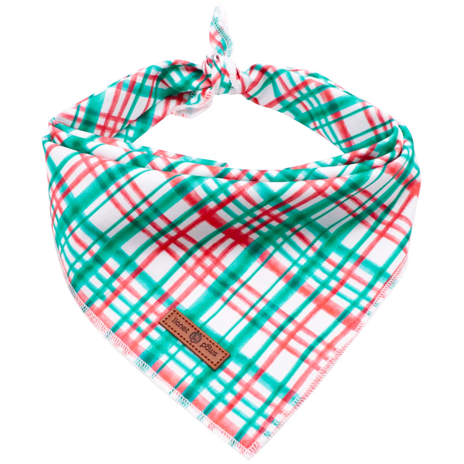 Lionet Paws Christmas Dog Bandana Washable Cotton Handkerchief Scarf Triangle Red Green Bandana For Small Medium Large Dogs Girl Boy Gift