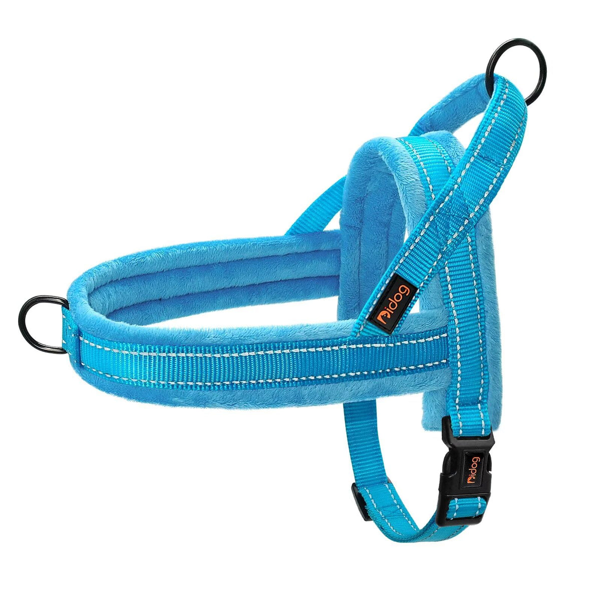 Didog Soft Flannel Padded Dog Vest Harness, Escape Proof/Quick Fit Reflective Dog Strap Harness,Easy For Training Walking,Blue L
