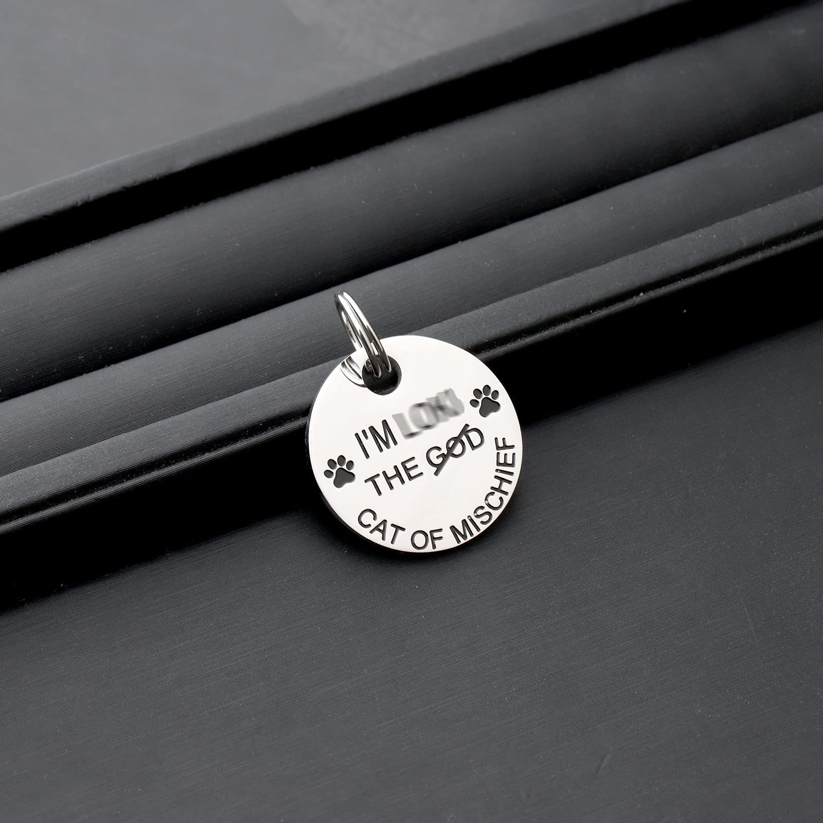 Ensianth Pet Collar Tags Cat Of Mischief Gift Cat Id Tags Cat Owner Gift Pet Id Tags Cat Lady Gift (Cat Of Mischief)