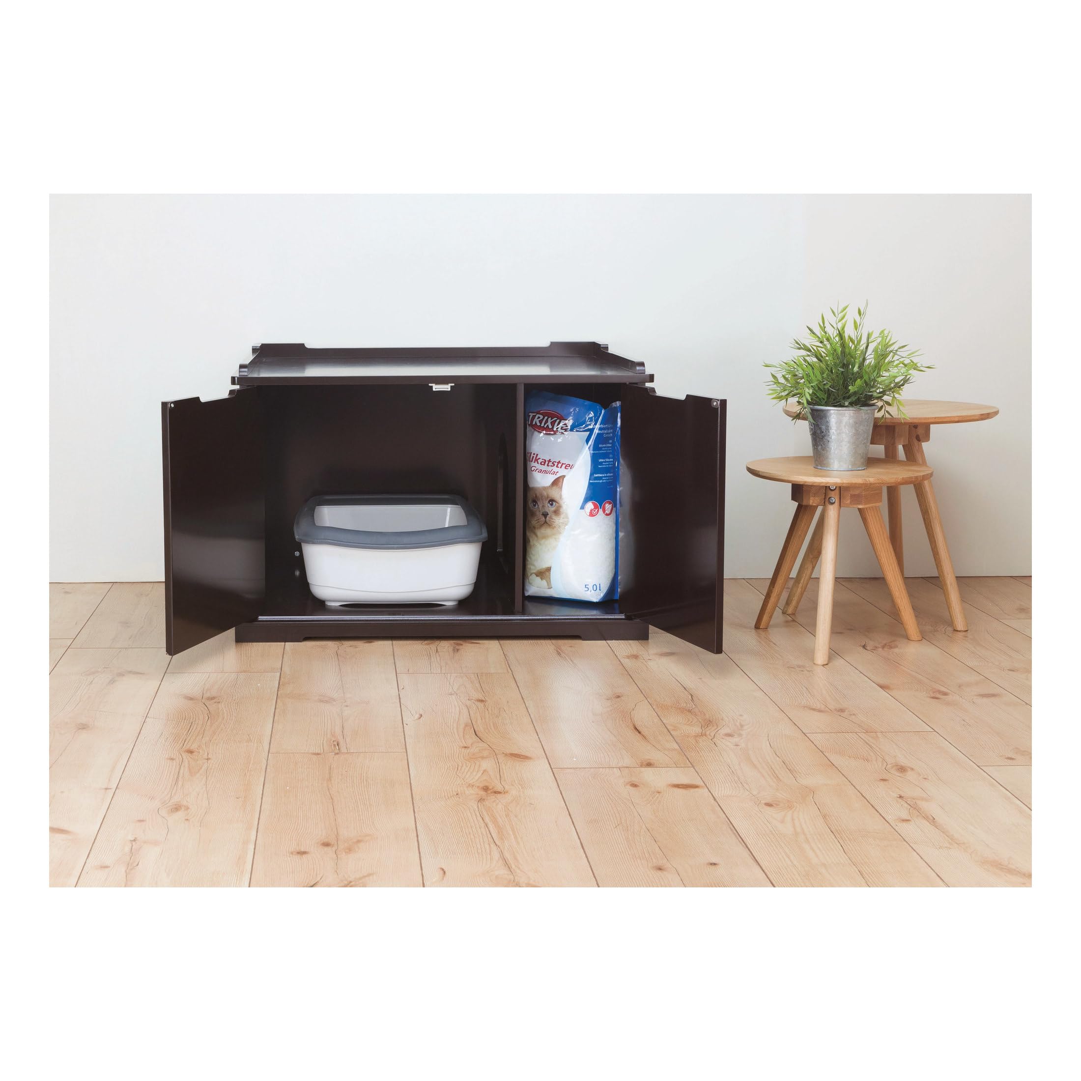 Trixie Furniture Style Xl Cat Litter Box Enclosure, Hidden Cat Washroom, Side Table Pet Home, Espresso-Brown