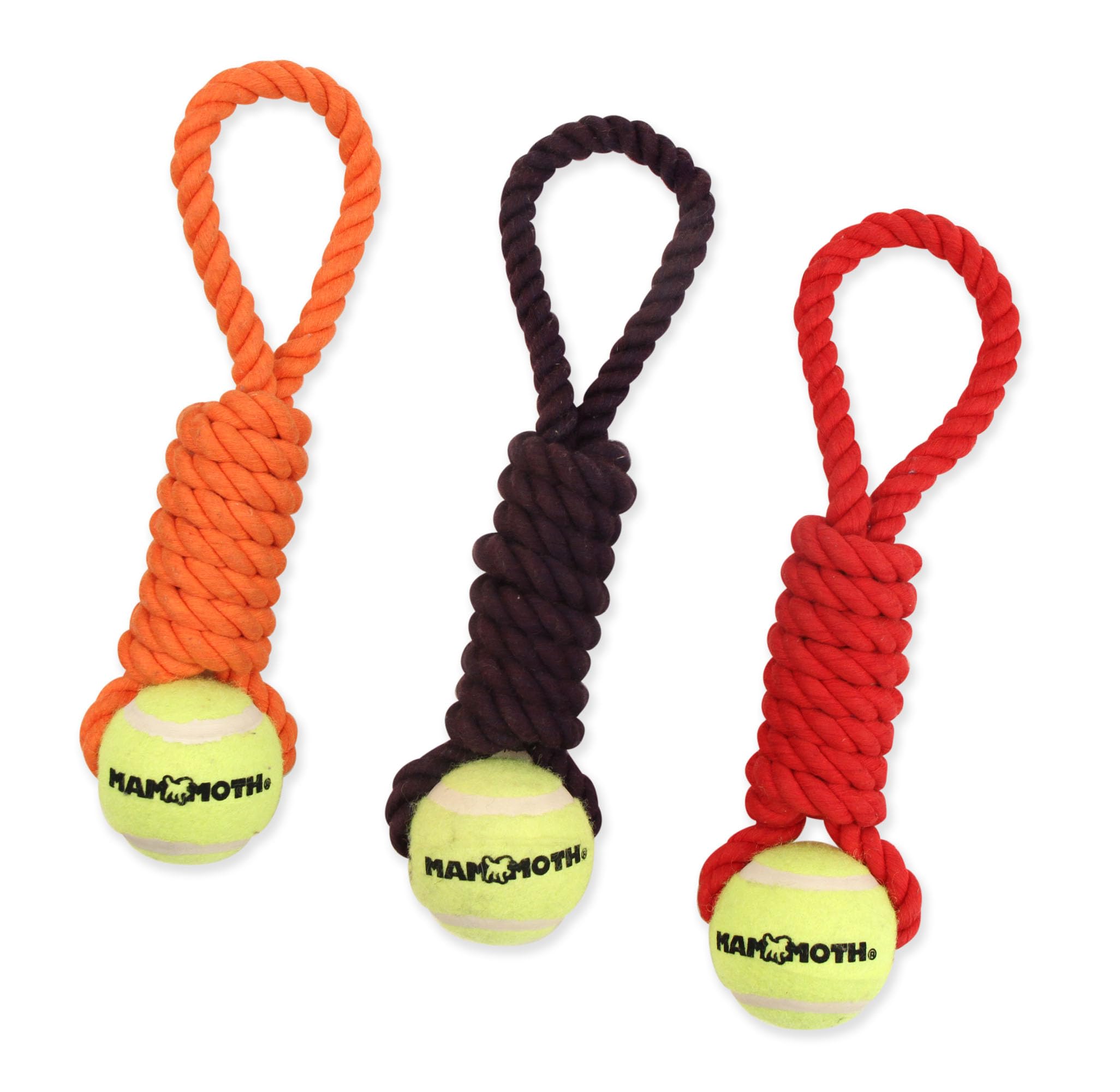 Mammoth Pet Products Flossy Chews Twister Toy With Tennis Ball, Medium 15''