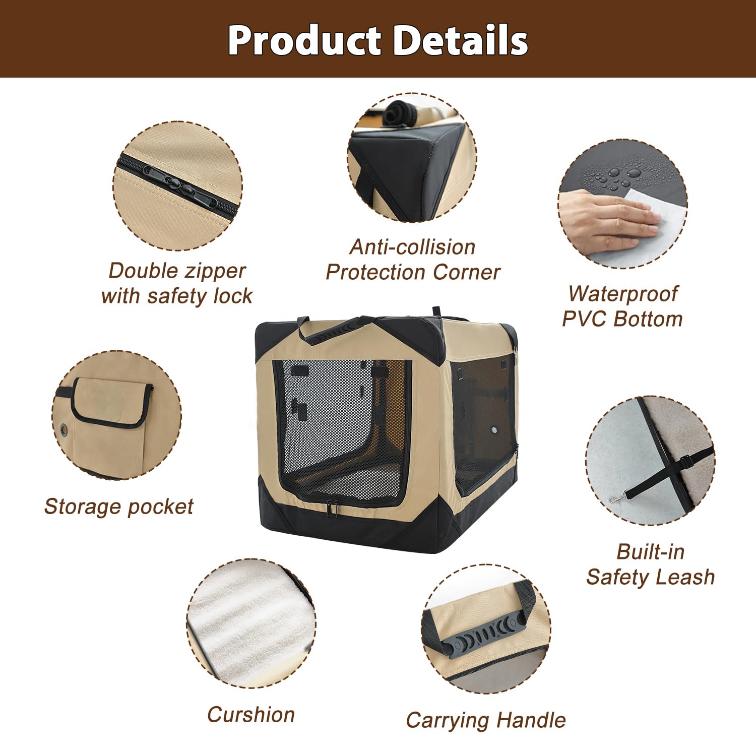 Garnpet Soft Dog Crate For Extra Large Dogs, 4-Door Foldable Collapsible Dog Crate With Soft Sides, Indoor & Outdoor Travel Dog