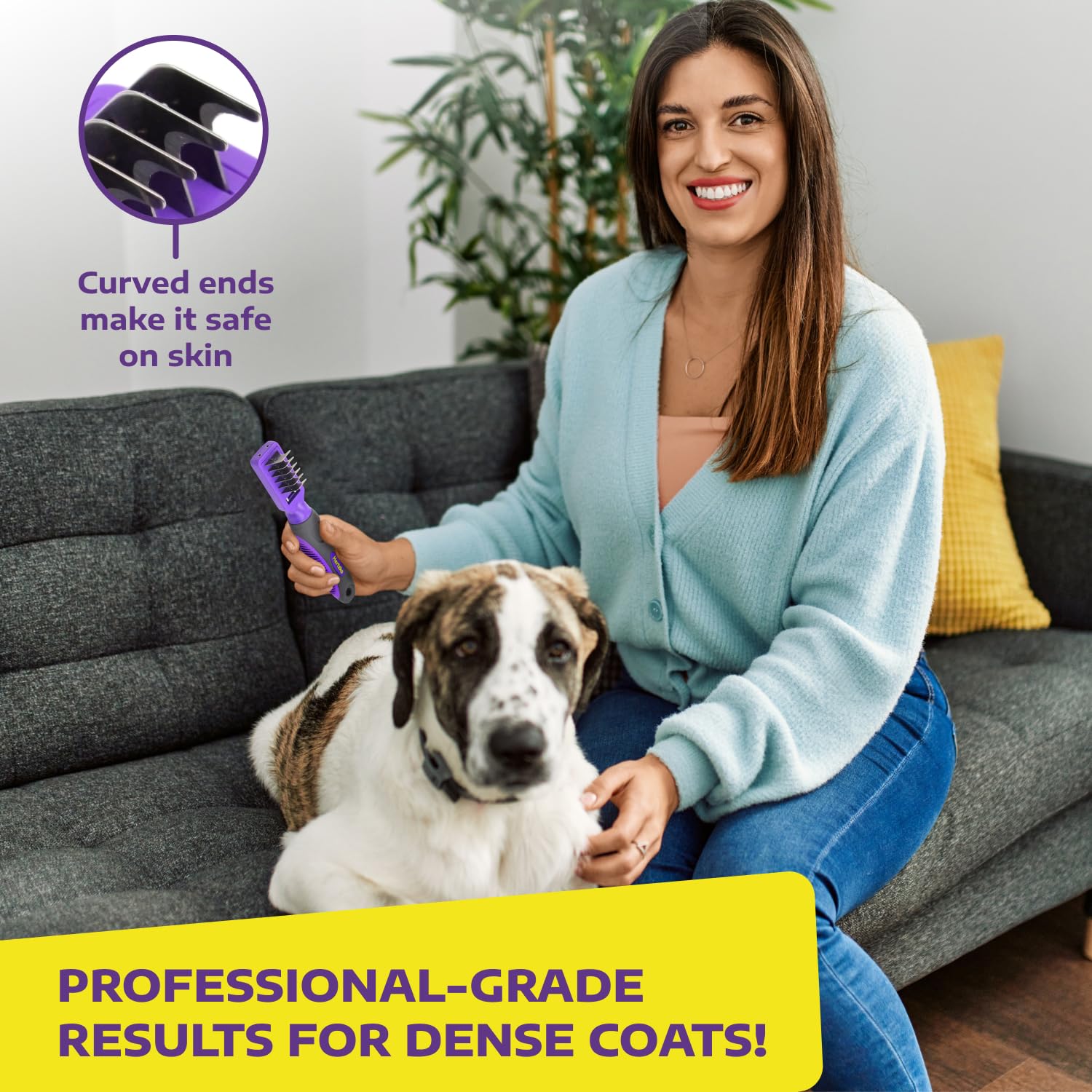 Hertzko Dog Mat Remover - Grooming Comb, Mat Remover For Cats, Dogs, Small Animals - Dematting Tool, Dog Knot Remover Brush For Long Haired Dogs, Short Haired Dogs, And Rabbit Bedding (Small)