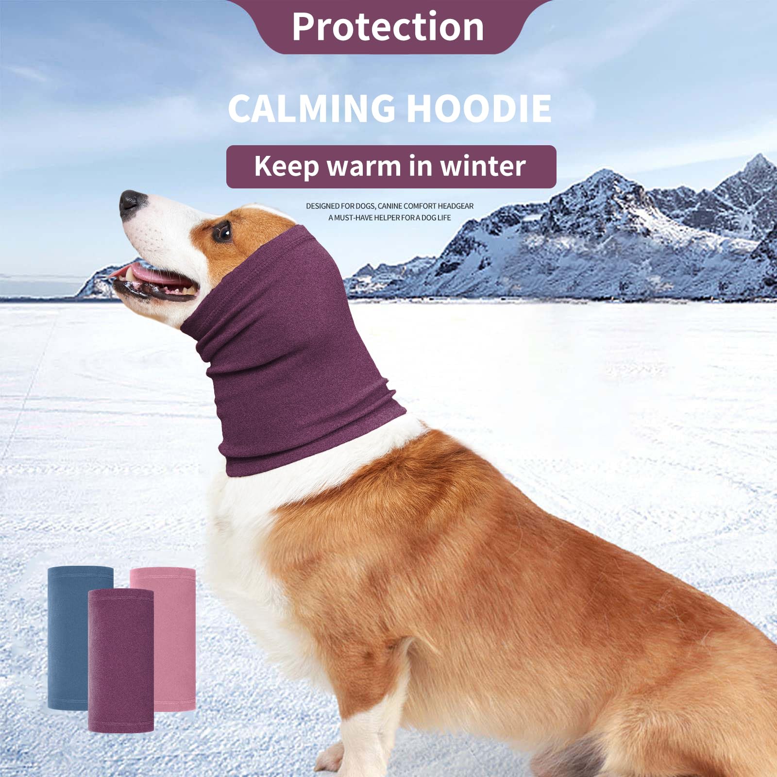 Nanaki Dog Calming Hoodie Ear Wraps For Dogs, Pet Head Protection, Fireworks Ear Muffs Doggy Warp Anxiety Relief, Doggy Hematoma