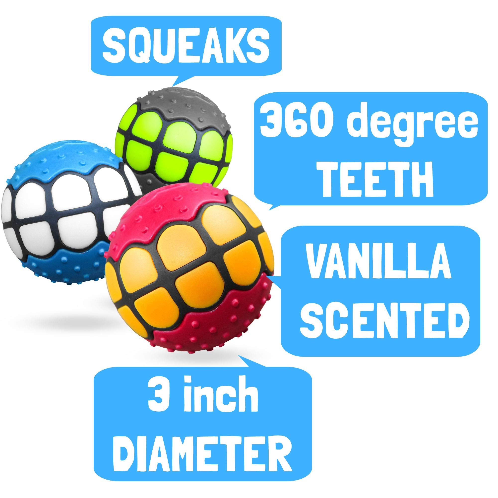 Dawg Grillz Dog Balls Toys Squeaky Fetch - Rubber Funny Ball Gifts For Large Medium Dogs (Variety Pack)