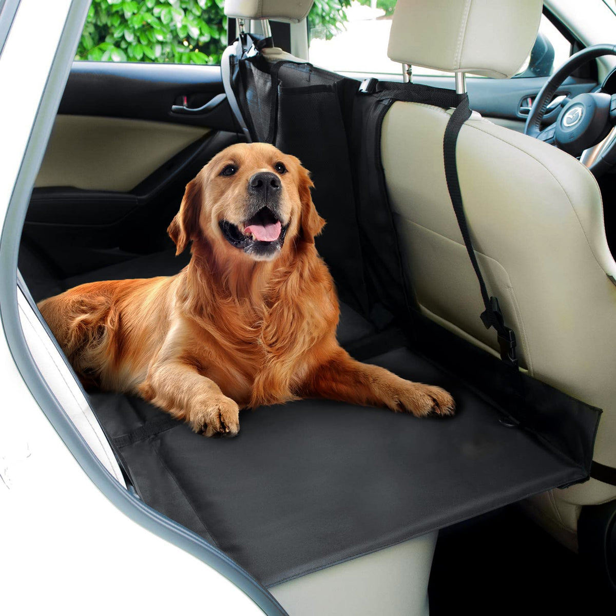 Frontpet Backseat Bridge Car Extender - Seat Pet Bridge Platform For Dogs, Water Resistant Car Barrier, Universal Fit, Trucks, Suvs, And Full Sized Sedans, With Storage Pocket