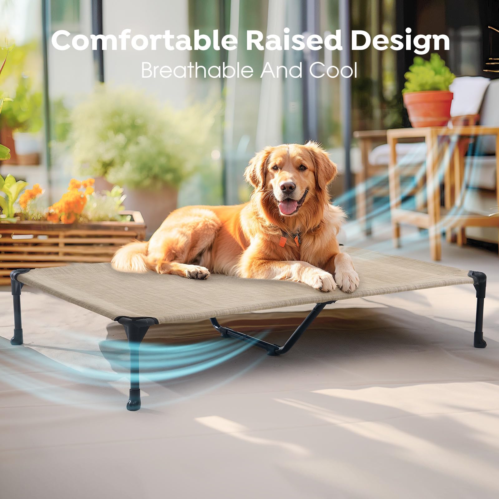 Veehoo Cooling Elevated Dog Bed, Portable Raised Pet Cot With Washable & Breathable Mesh, No-Slip Feet Durable Dog Cots Bed For Indoor & Outdoor Use, Xx-Large, Cwc1803-Xxl Brown