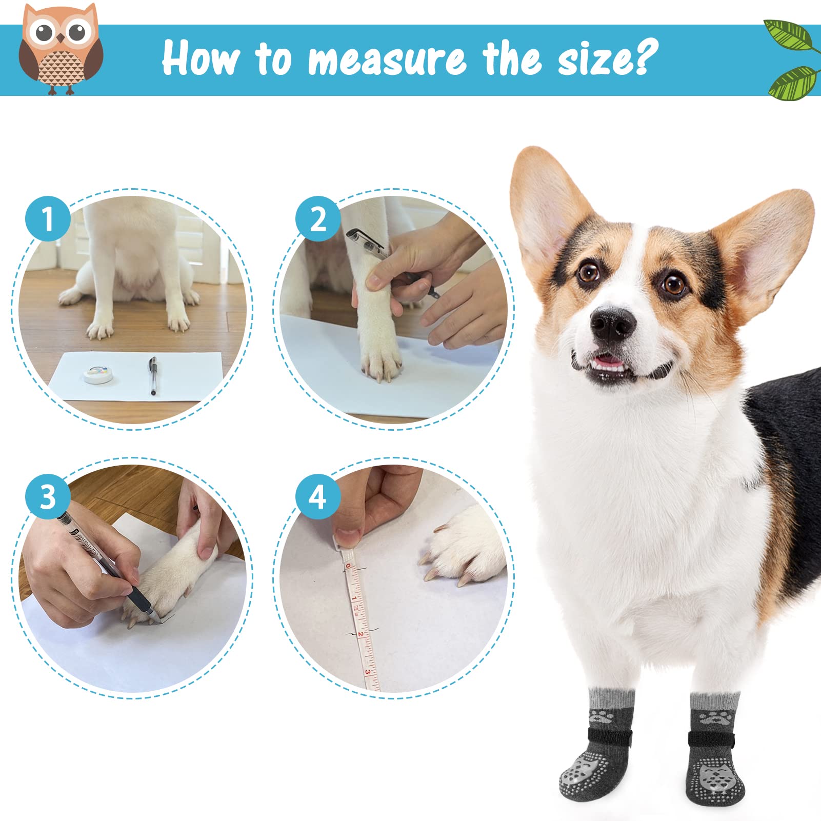 Scenereal Double Side Anti-Slip Dog Socks With Adjustable Straps, Non-Slip Dogs Sock For Hardwood Floors To Stop Licking Paws, Slipping, Paw Protectors For Small Medium Large Dogs
