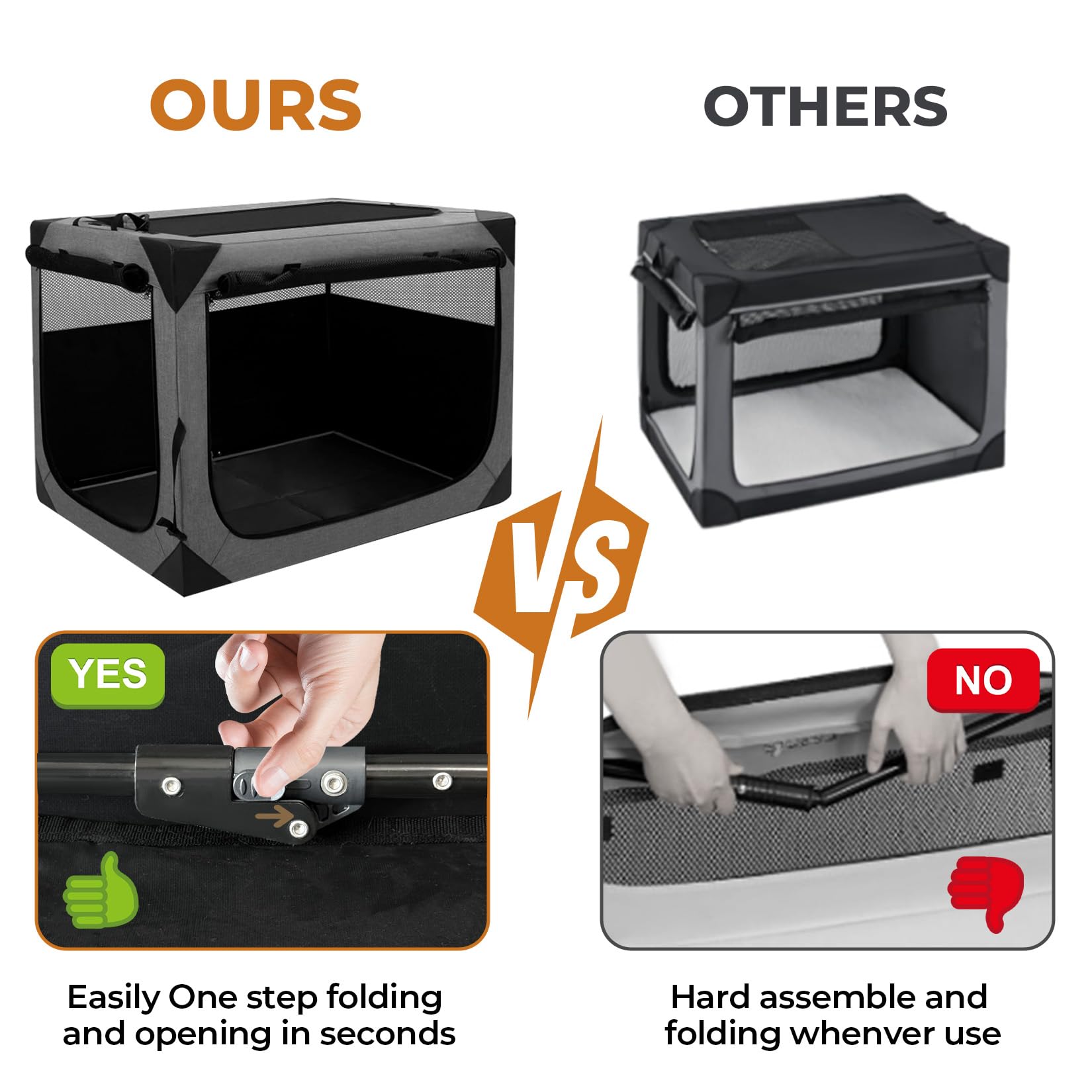 Nottia Dog Crates,Collapsible Soft Travel Crate for Large Dogs (3 Year Warranty), Indoor & Outdoor Portable Pet Kennel with Chew