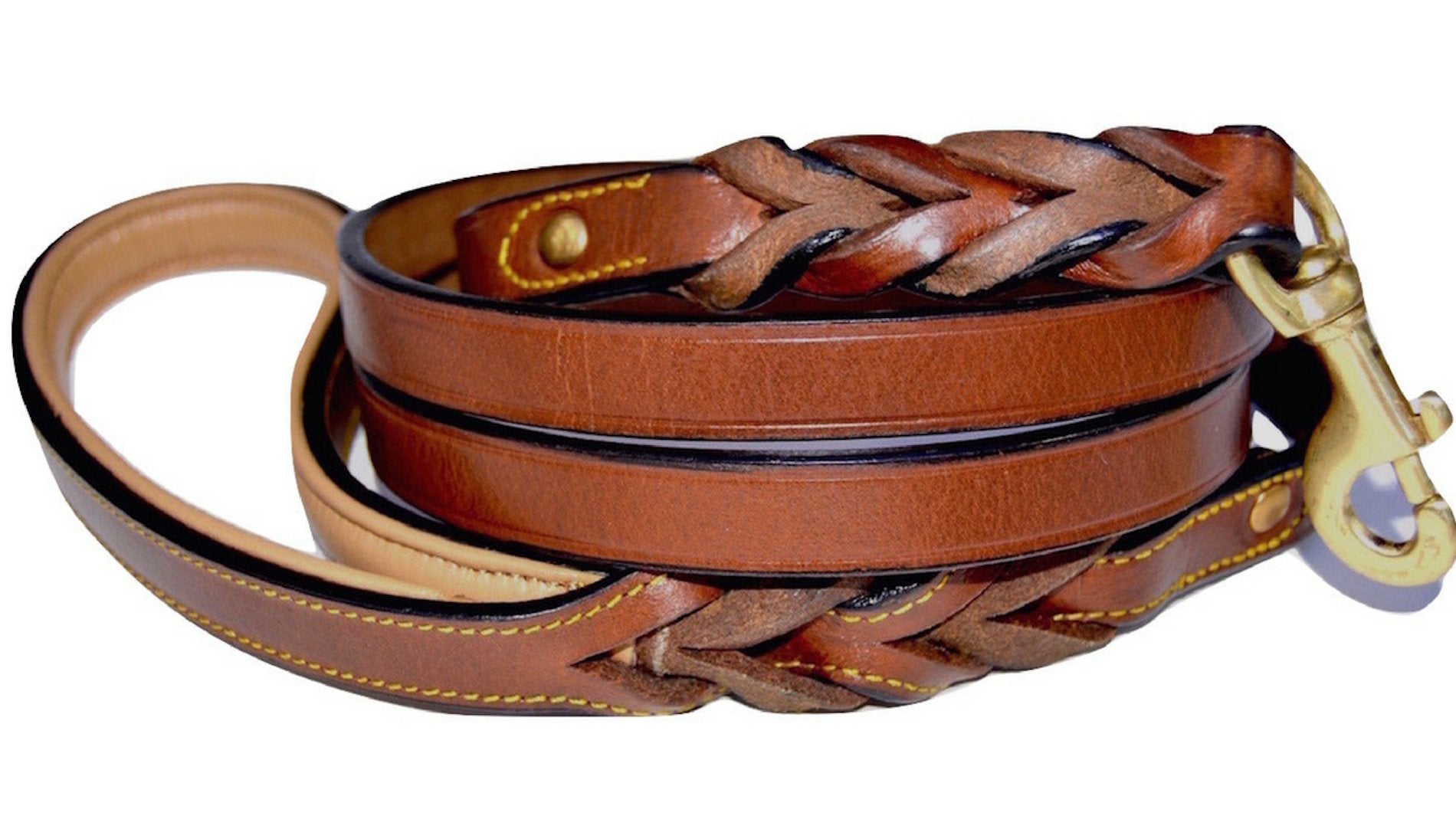 Soft Touch Collars Leather Braided Dog Leash, Brown 6Ft X 3/4 Inch, Naturally Tanned 6 Foot Full Grain Leather Lead