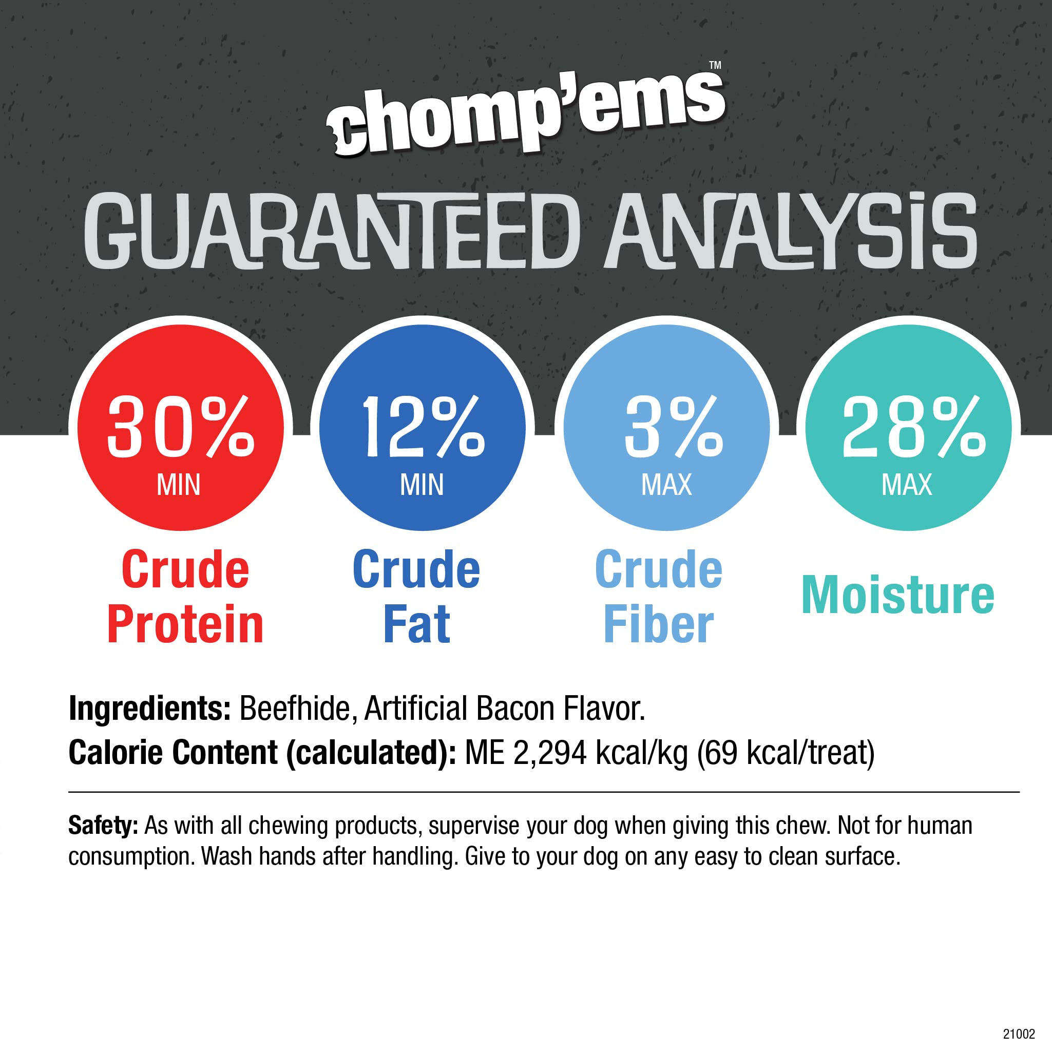 CHOMP 'EMS Purehide Dog Chew, 5oz, Brown, Model 21002 - Durable Chew Toy for Dogs