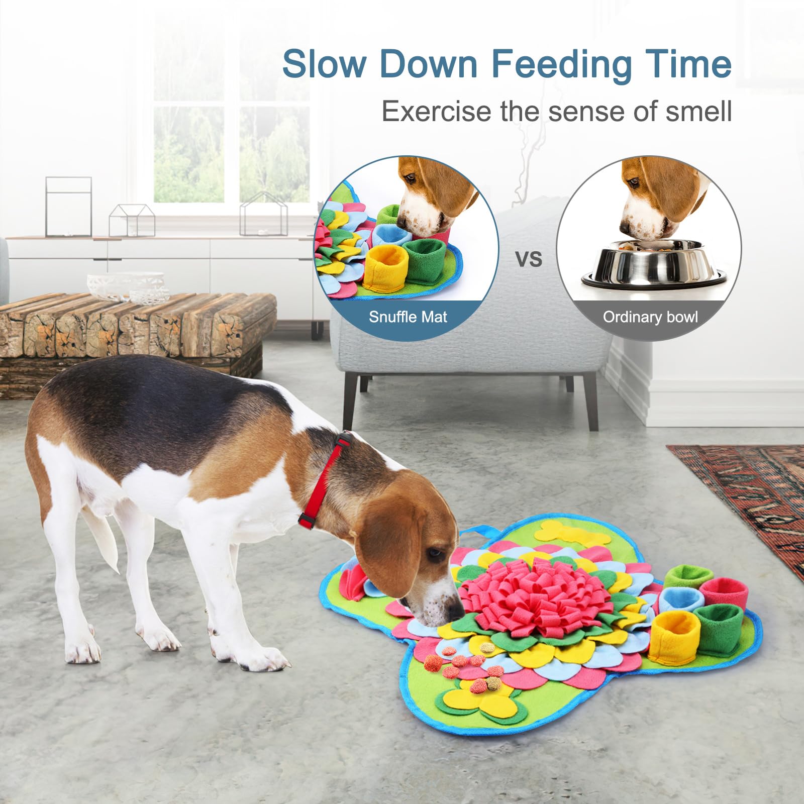 Ankilo Snuffle Mat For Slow Eating & Stress Relief - 20'' X 20'' Smell Training Mat For Small To Large Dogs