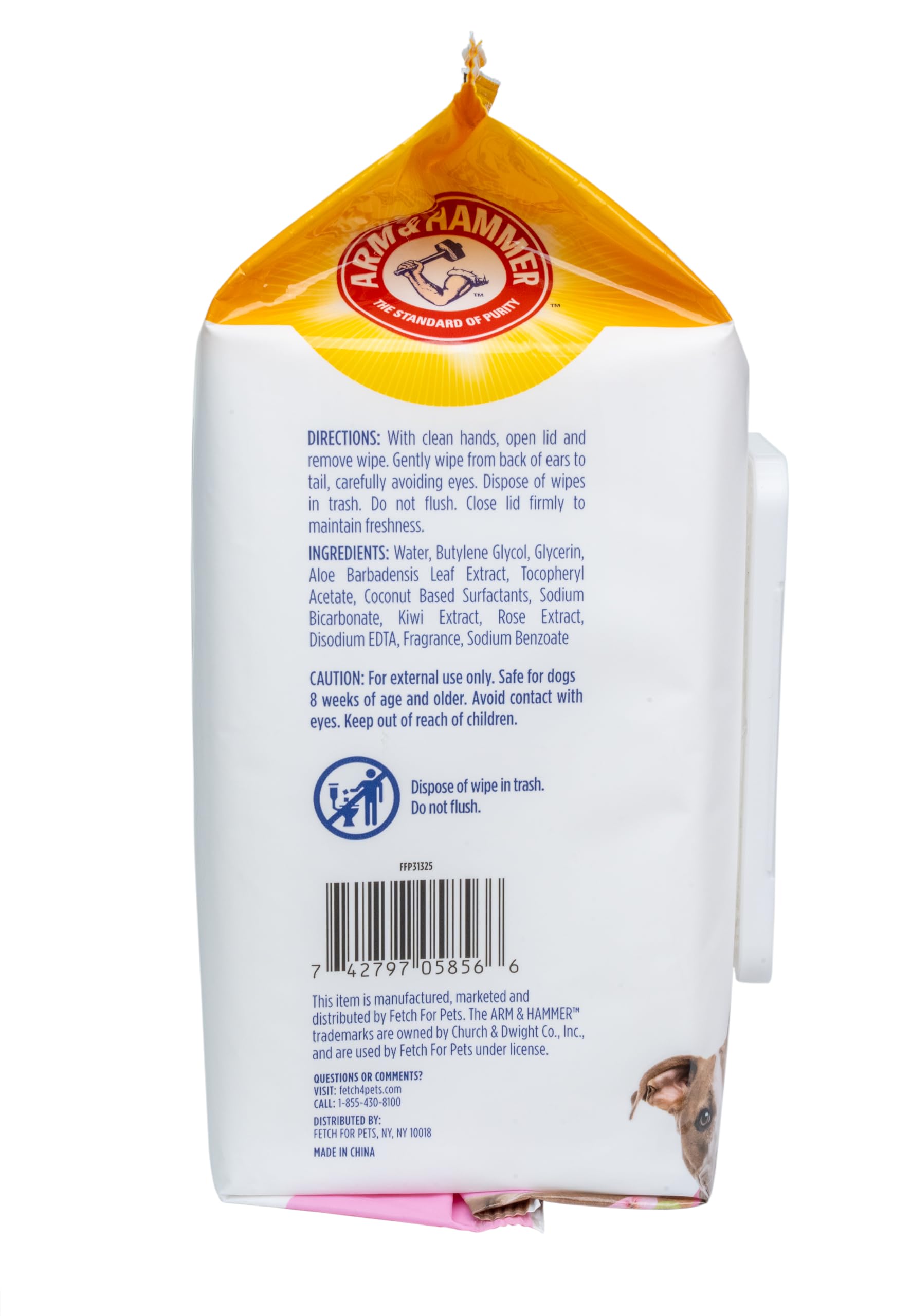 Arm & Hammer For Pets Odor Control Wipes For Dogs, Best Odor Eliminating Waterless Cleaning For Dogs & Puppies | Kiwi Blossom Scent, 100 Count