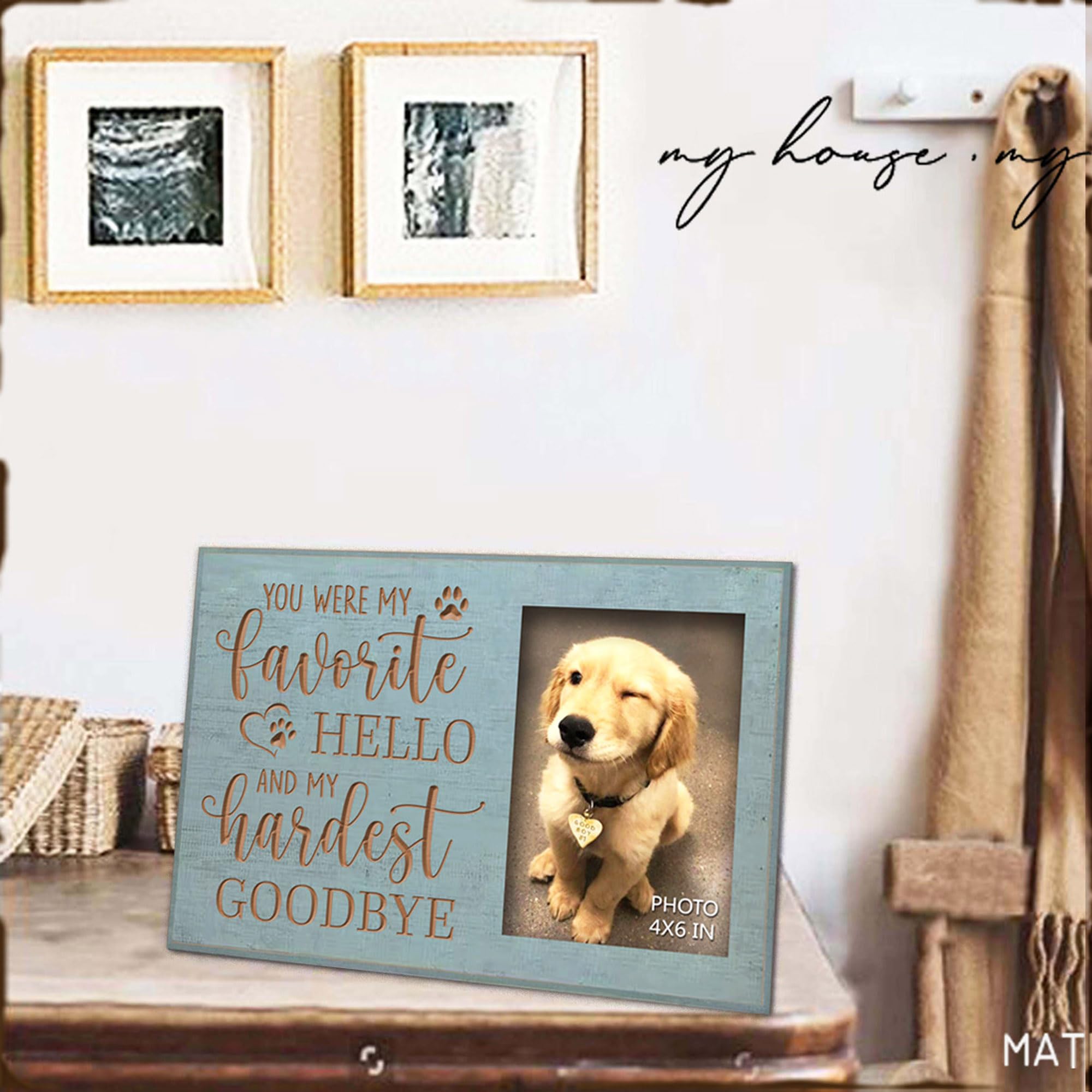 Exquideca Dog Memorial Engraved Picture Frames 4X6 Inches - Bereavement Sympathy Decor For Loss Of Dog - Pet Memorial Remembranc