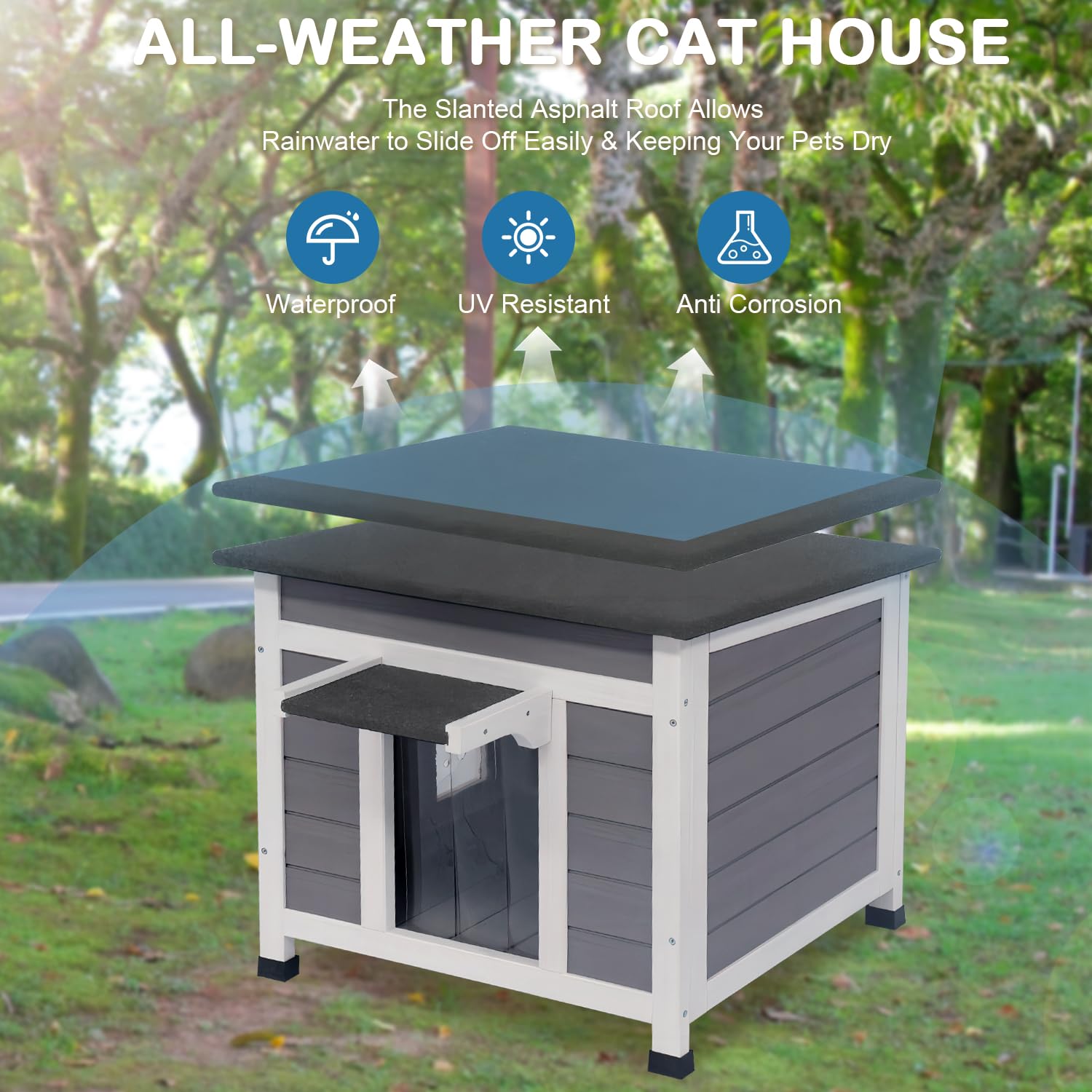 Funxplore Outdoor Cat House Feral Cat Enclosure Cat House Weatherproof For Winter Outdoor Cats