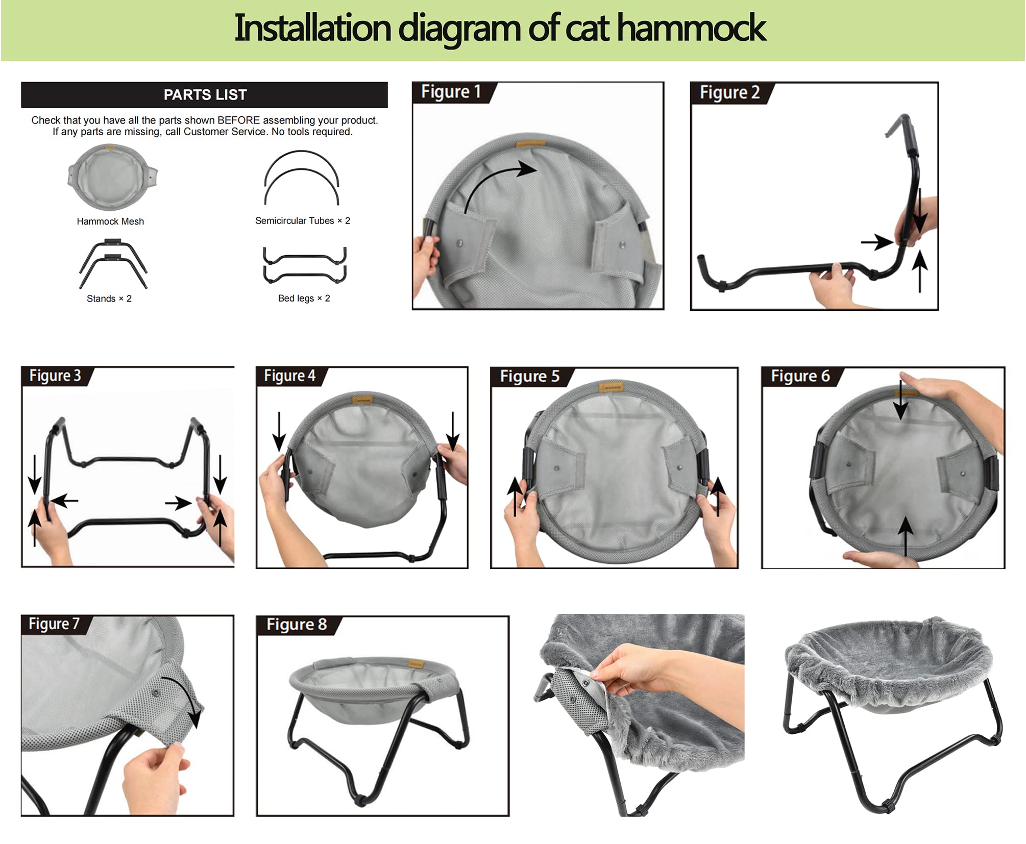 Roodo Cat Hammock Bed Free-Standing Removable Washable Mesh Roundness Couch Excellent Breathability And Easy Assembly Comfortabl