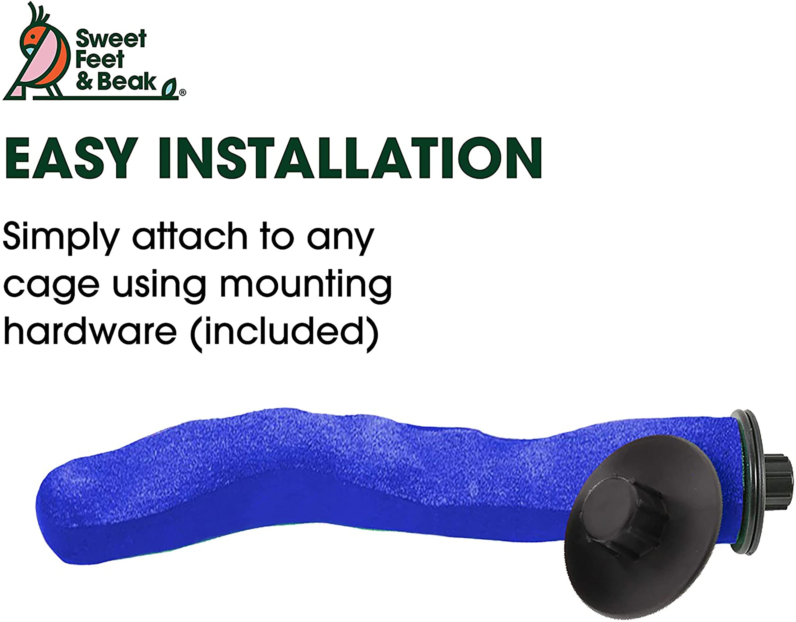 Sweet Feet And Beak Safety Pumice Perch Bird Toy - Trims Nails And Beak - Promotes Healthy Feet - Safe Non-Toxic Bird Supplies For Bird Cages - X-Small 5.25'