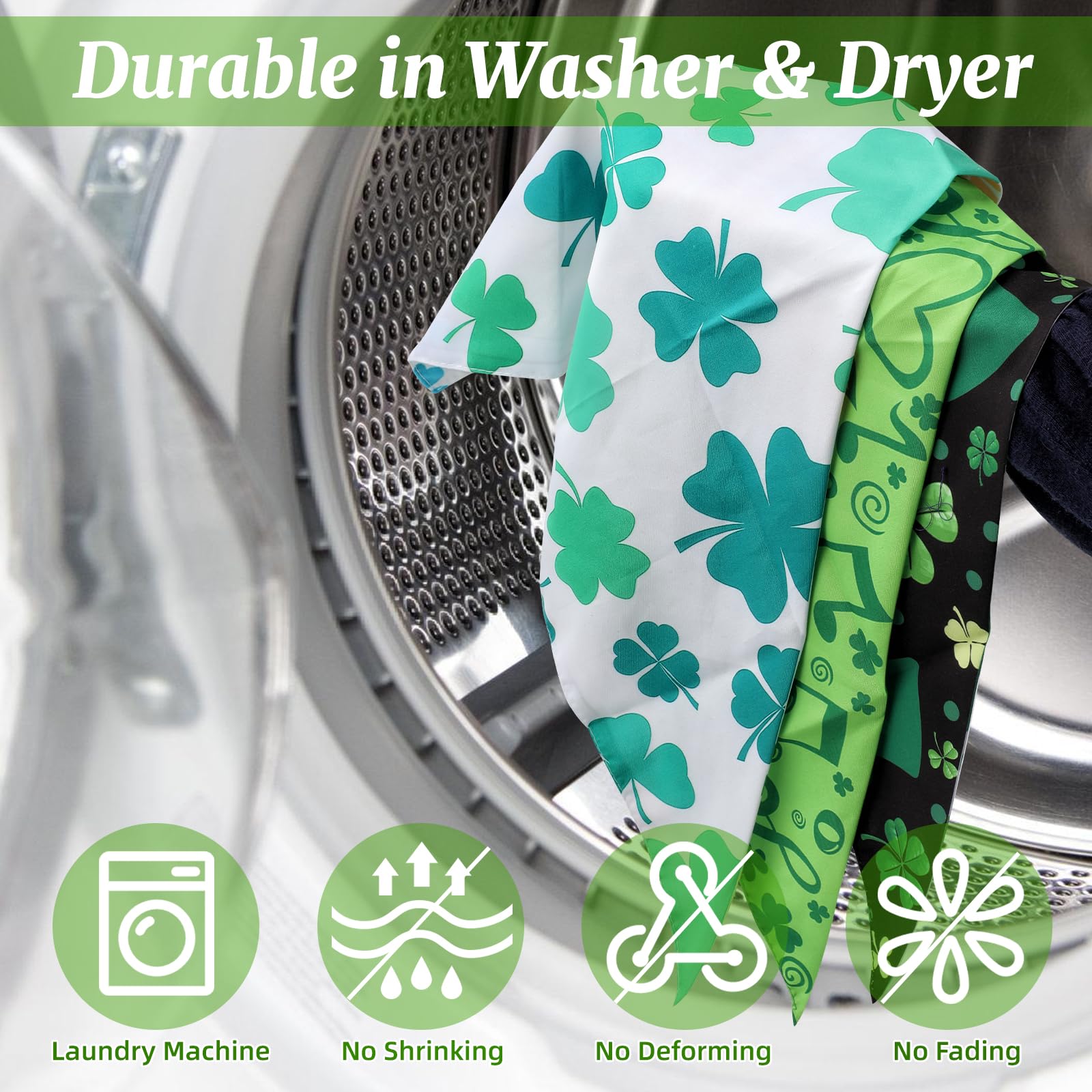Fhtonge Native St. Patrick'S Day Dog Bandanas Double Layer, 3 Pack 6 Pattern Reversible Lucky Shamrock Clover Holiday Pet Bandan