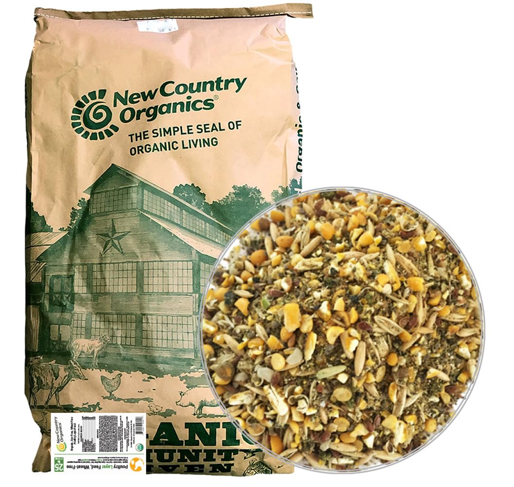 New Country Organics | Wheat-Free Chicken Feed 25lbs | Layer Feed for Laying Hens | Gluten-Free and Soy-Free | 17% Protein | Cer